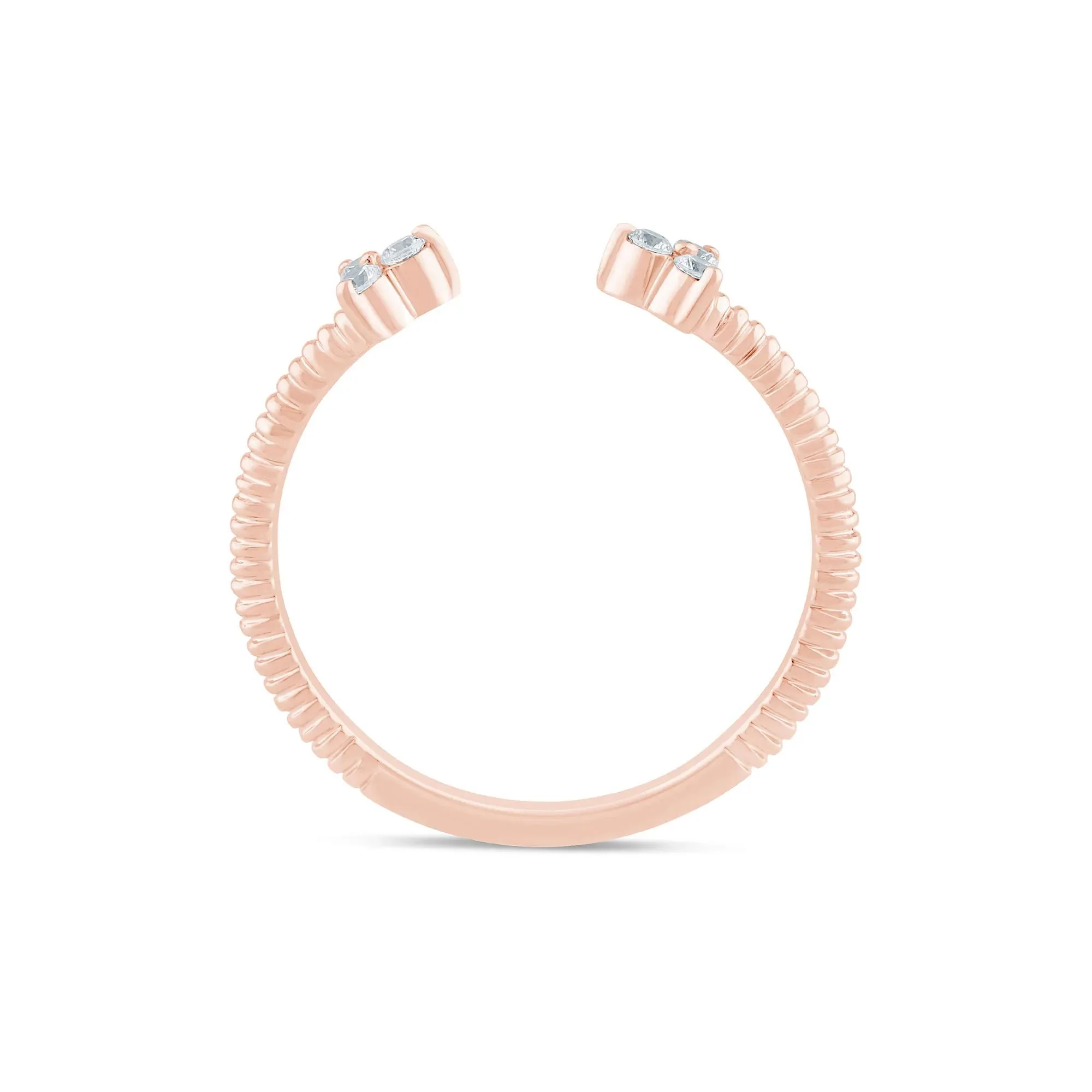 1/10 CT. Tw. Diamond Open Ring 10K Rose Gold Size 8.5 1.5mm - Image 2