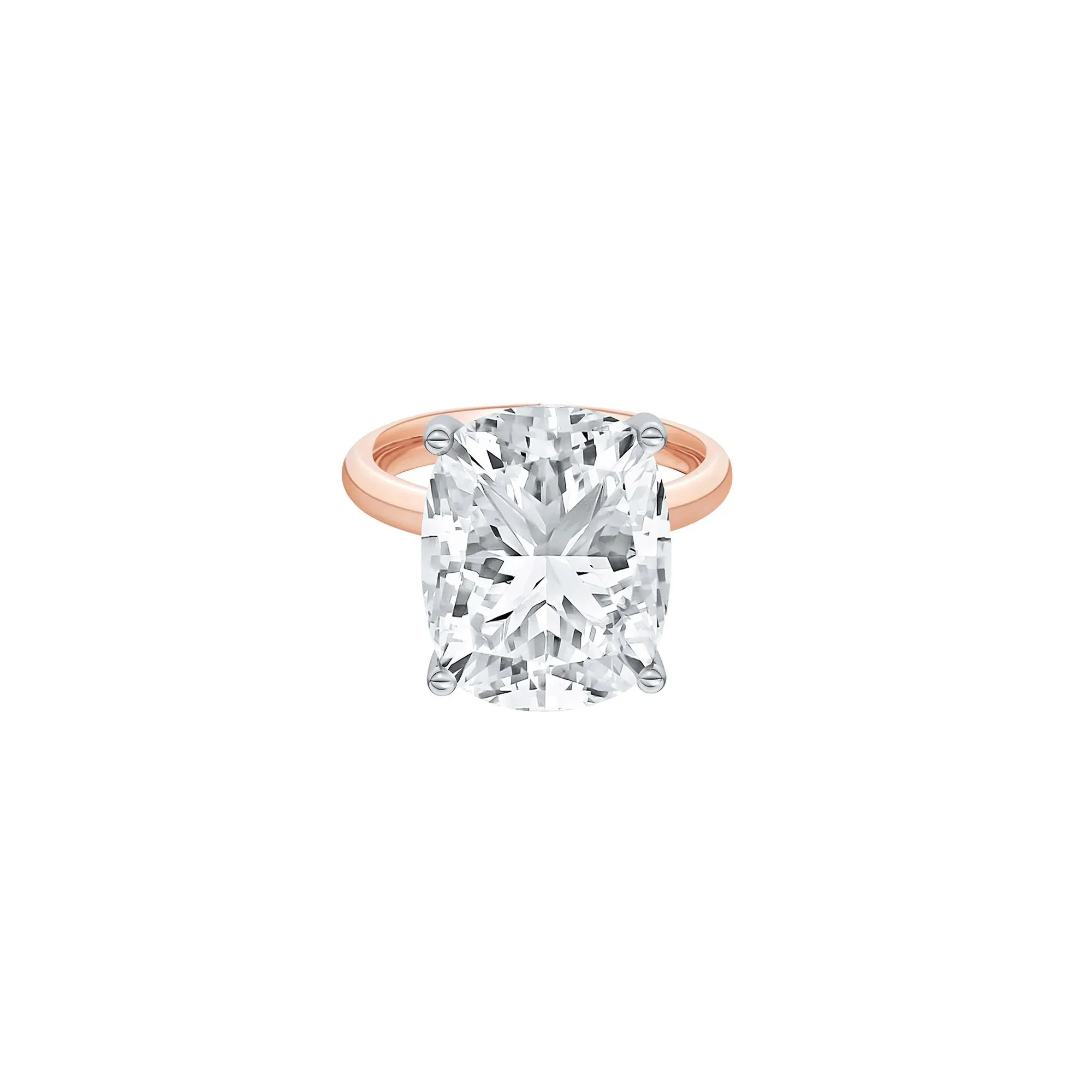 9 CT. Tw. Lab Grown Diamond Elongated Cushion-Cut Engagement Ring 14K Rose and White Gold Size 9 2mm