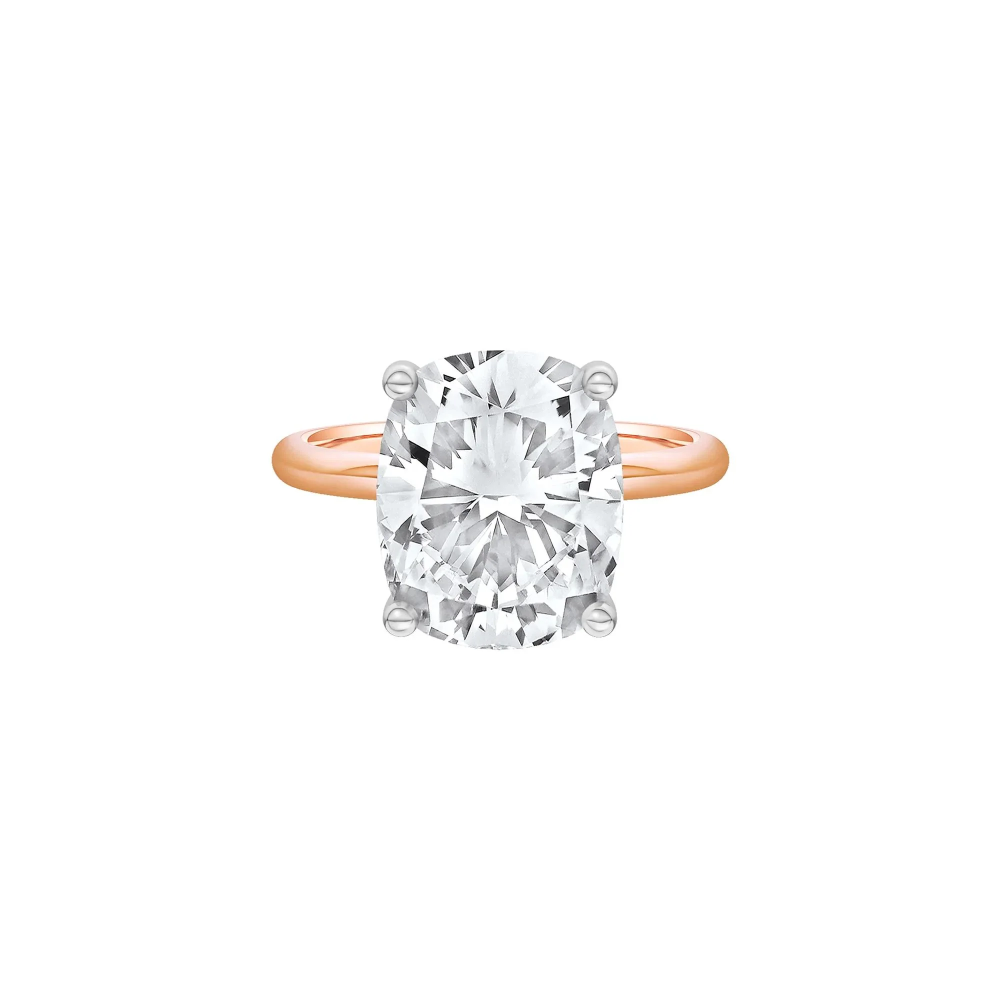 6 CT. Tw. Lab Grown Diamond Elongated Cushion-Cut Engagement Ring 14K Rose and White Gold Size 7 2mm
