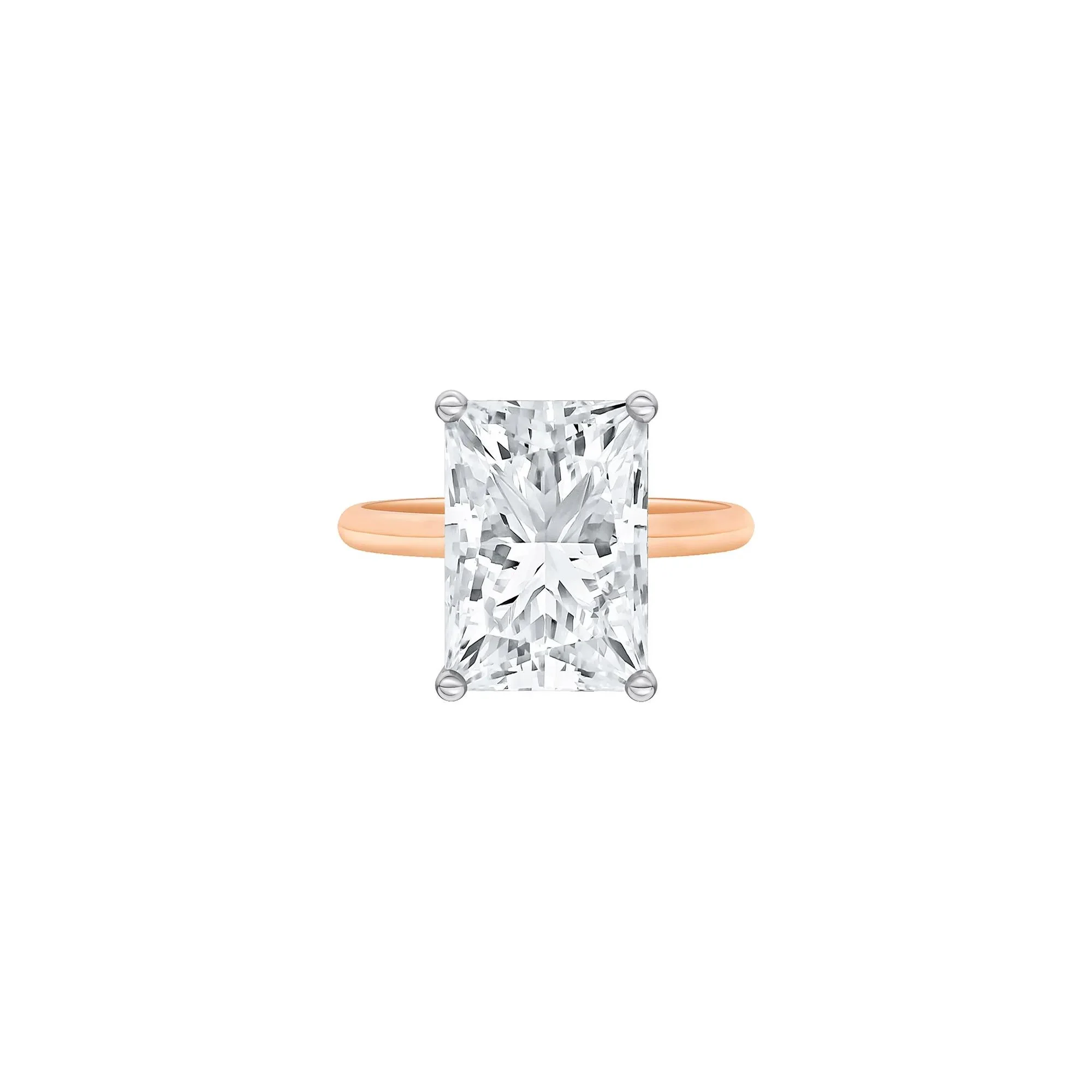 Lab Grown Diamond Radiant-Cut Solitaire Ring 14K Rose & White Gold (6 CT.) Size 8.5 2mm