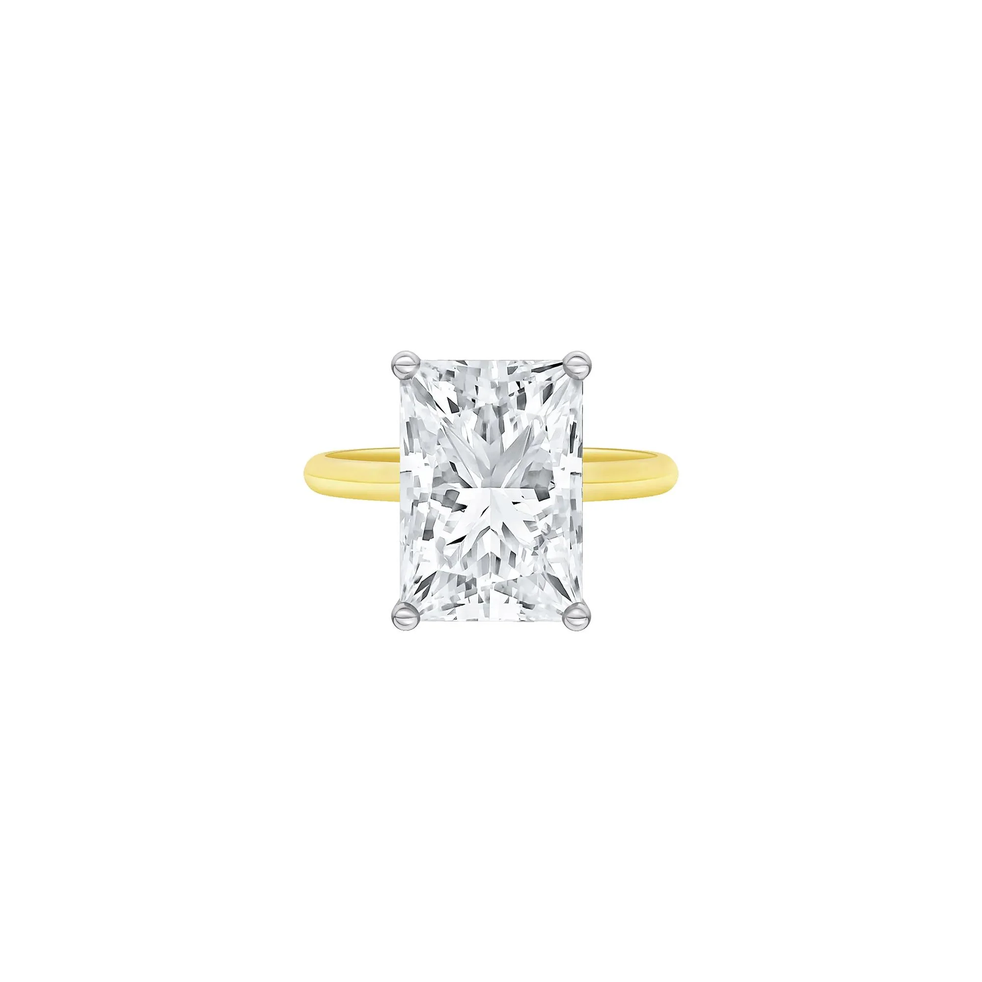 Lab Grown Diamond Radiant-Cut Solitaire Ring 14K Yellow & White Gold (6 CT.) Size 8 2mm