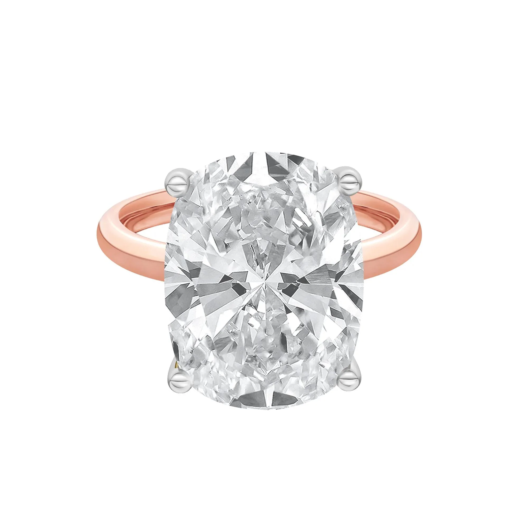 8 CT. Tw. Lab Grown Diamond Elongated Cushion-Cut Engagement Ring 14K Rose and White Gold Size 4 2mm