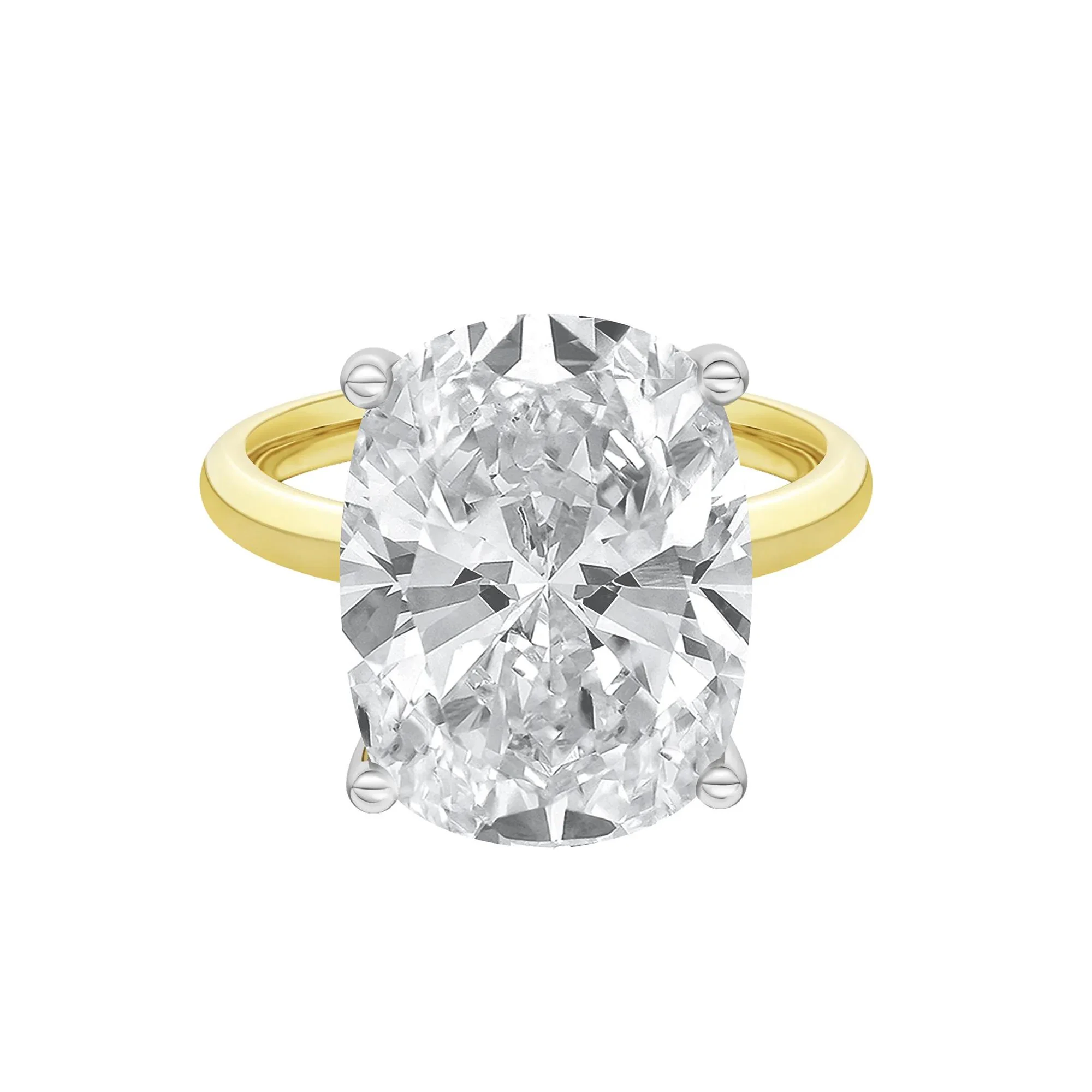 8 CT. Tw. Lab Grown Diamond Elongated Cushion-Cut Engagement Ring 14K Yellow and White Gold Size 11.5 2mm