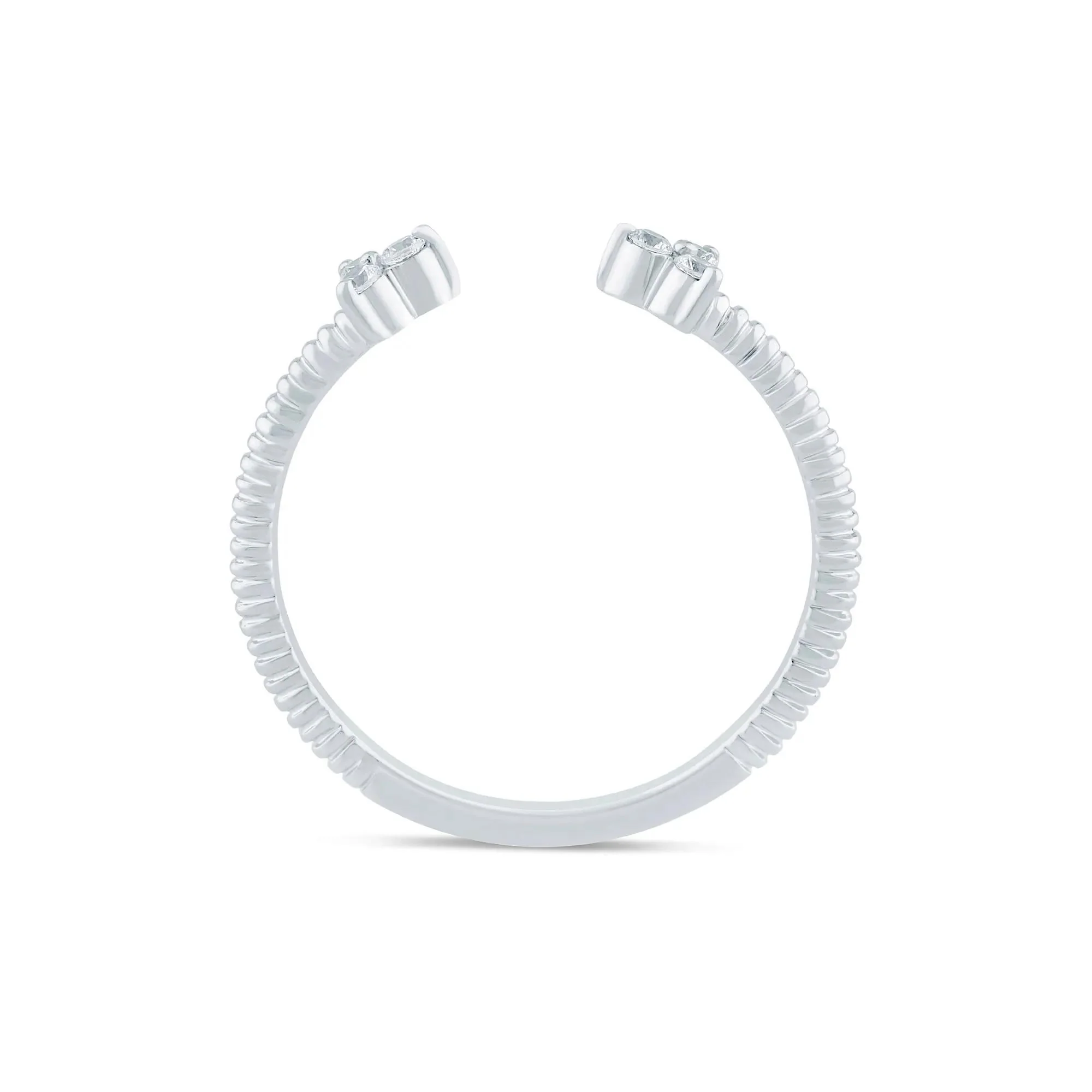 1/10 CT. Tw. Diamond Open Ring 10K White Gold Size 5 1.5mm - Image 2