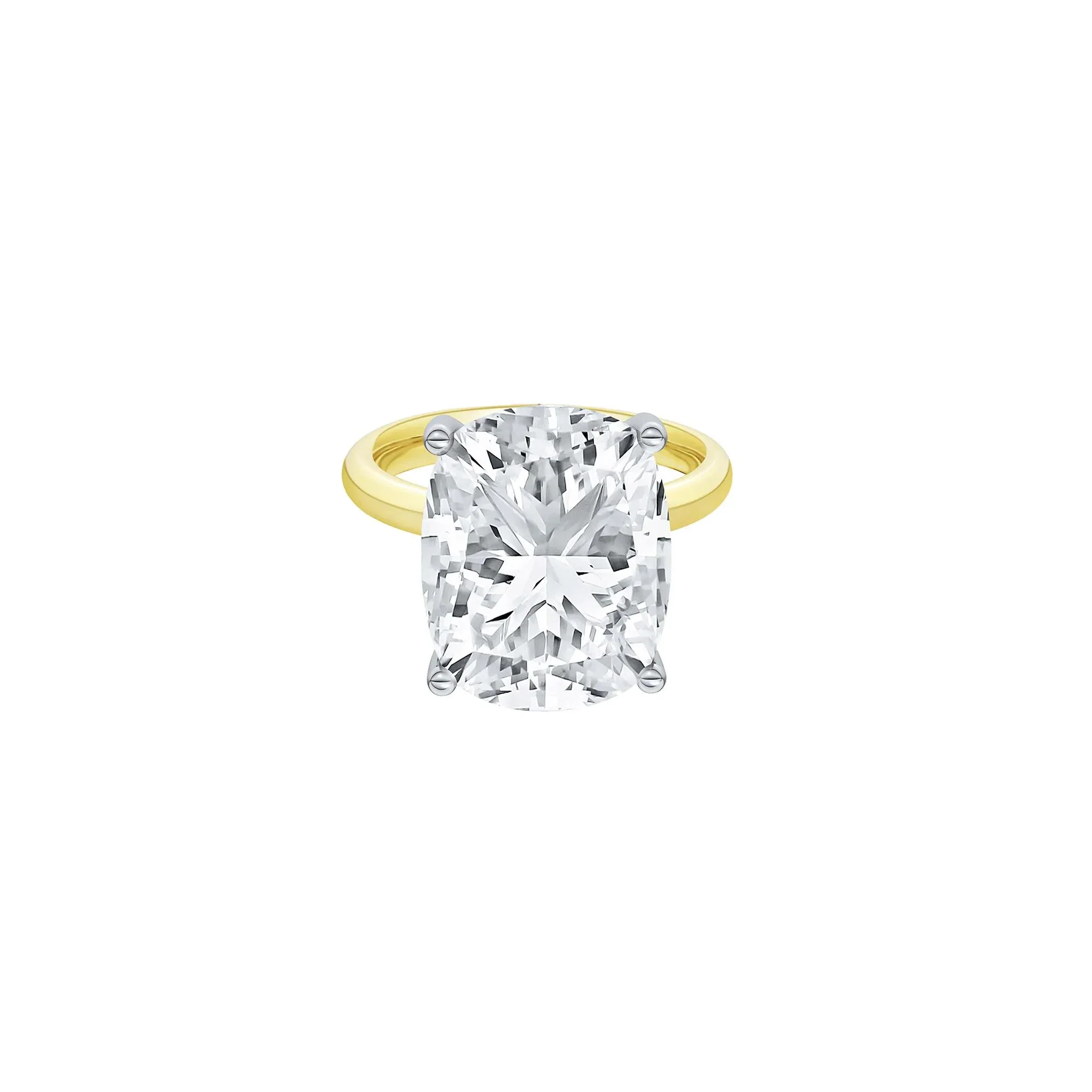 9 CT. Tw. Lab Grown Diamond Elongated Cushion-Cut Engagement Ring 14K Yellow and White Gold Size 9.5 2mm