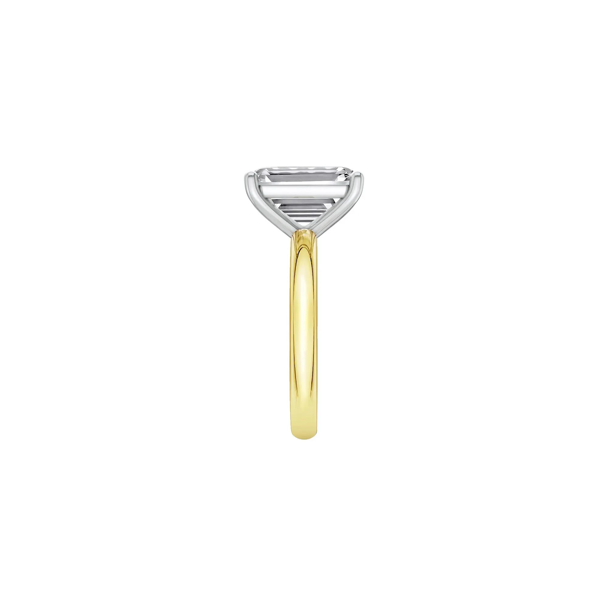 Lab Grown Diamond Emerald-Cut Solitaire Ring 14K Yellow & White Gold (5 CT.) Size 7 2mm - Image 3