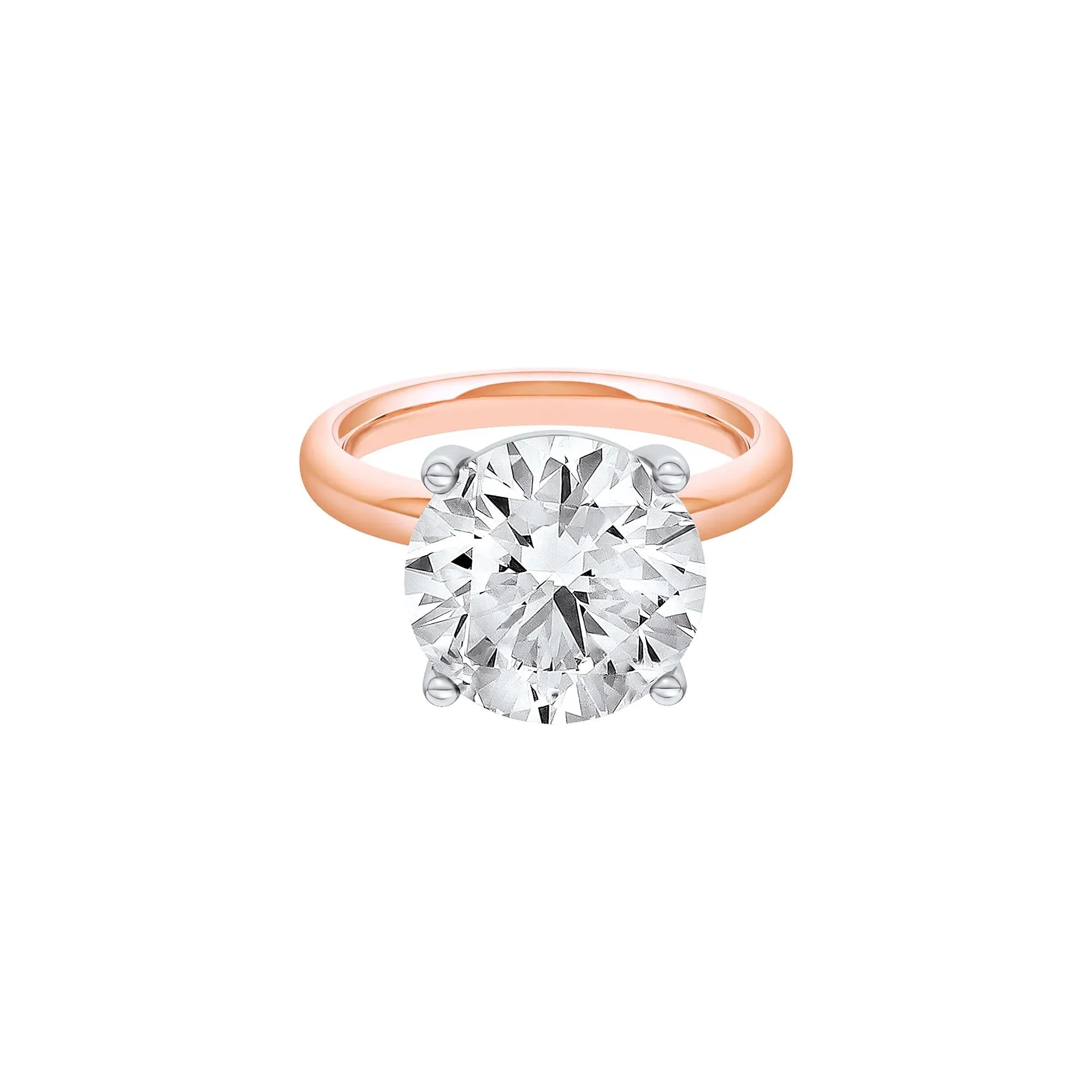 Lab Grown Diamond Round Solitaire Ring 14K Rose & White Gold (6 CT.) Round Brilliant Cut Size 11.5 2mm