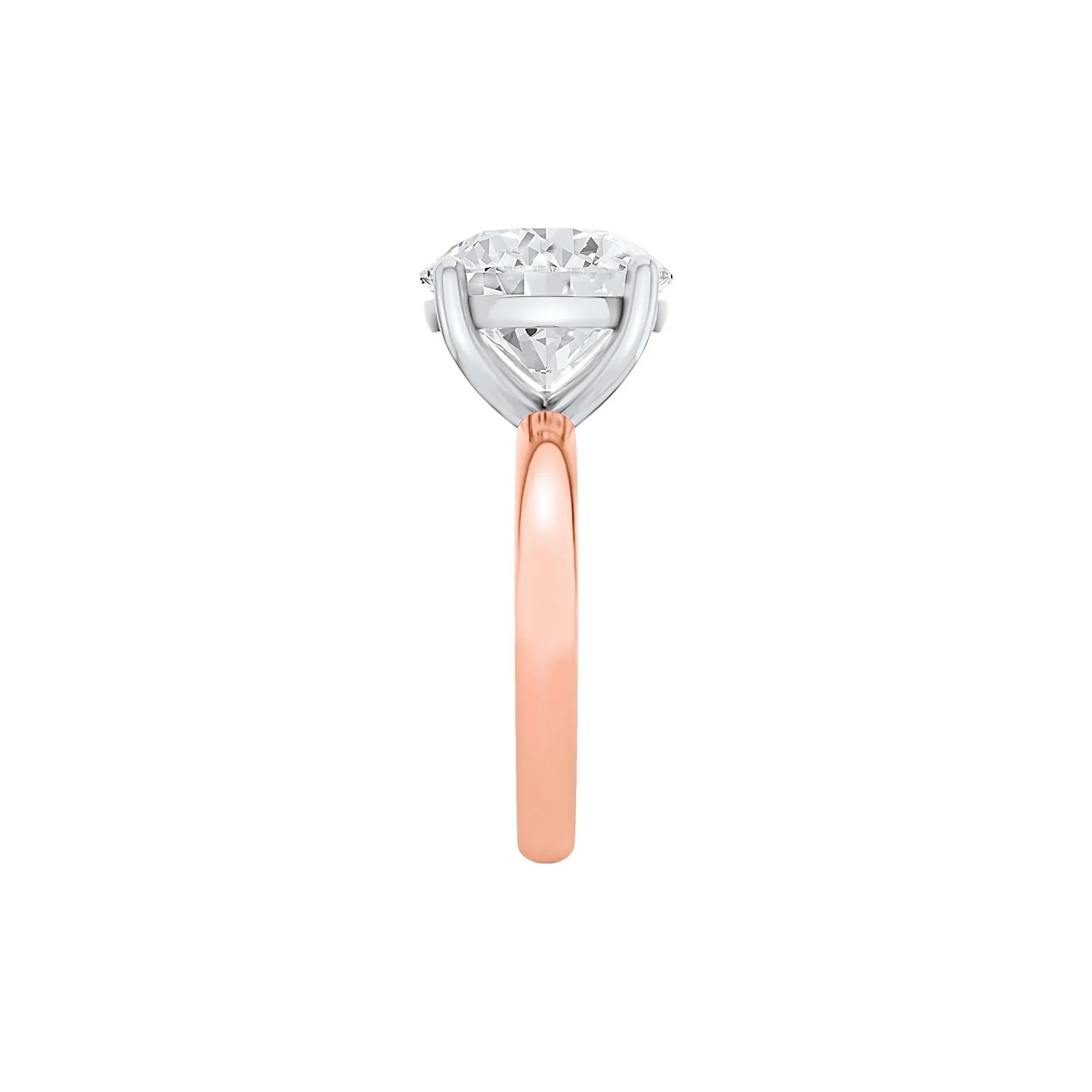 Lab Grown Diamond Round Solitaire Ring 14K Rose & White Gold (6 CT.) Round Brilliant Cut Size 4.5 2mm - Image 3