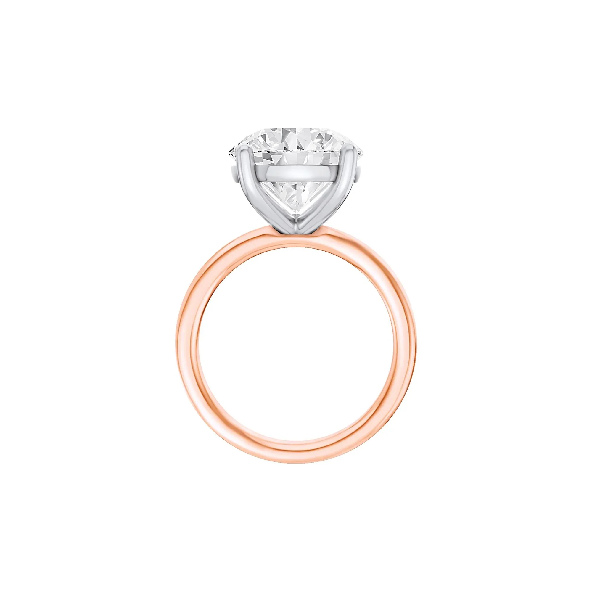 Lab Grown Diamond Round Solitaire Ring 14K Rose & White Gold (6 CT.) Round Brilliant Cut Size 8.5 2mm - Image 2