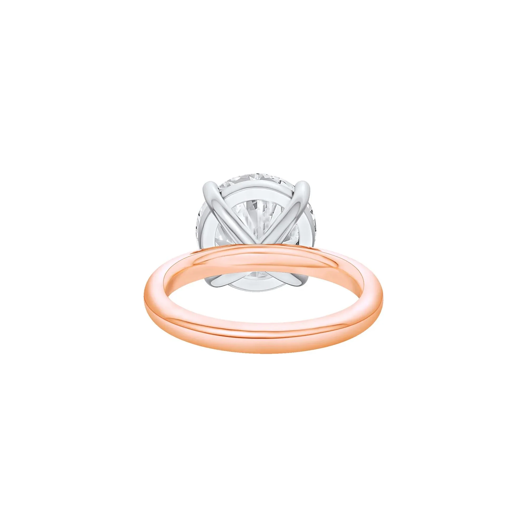 Lab Grown Diamond Round Solitaire Ring 14K Rose & White Gold (6 CT.) Round Brilliant Cut Size 9 2mm - Image 4