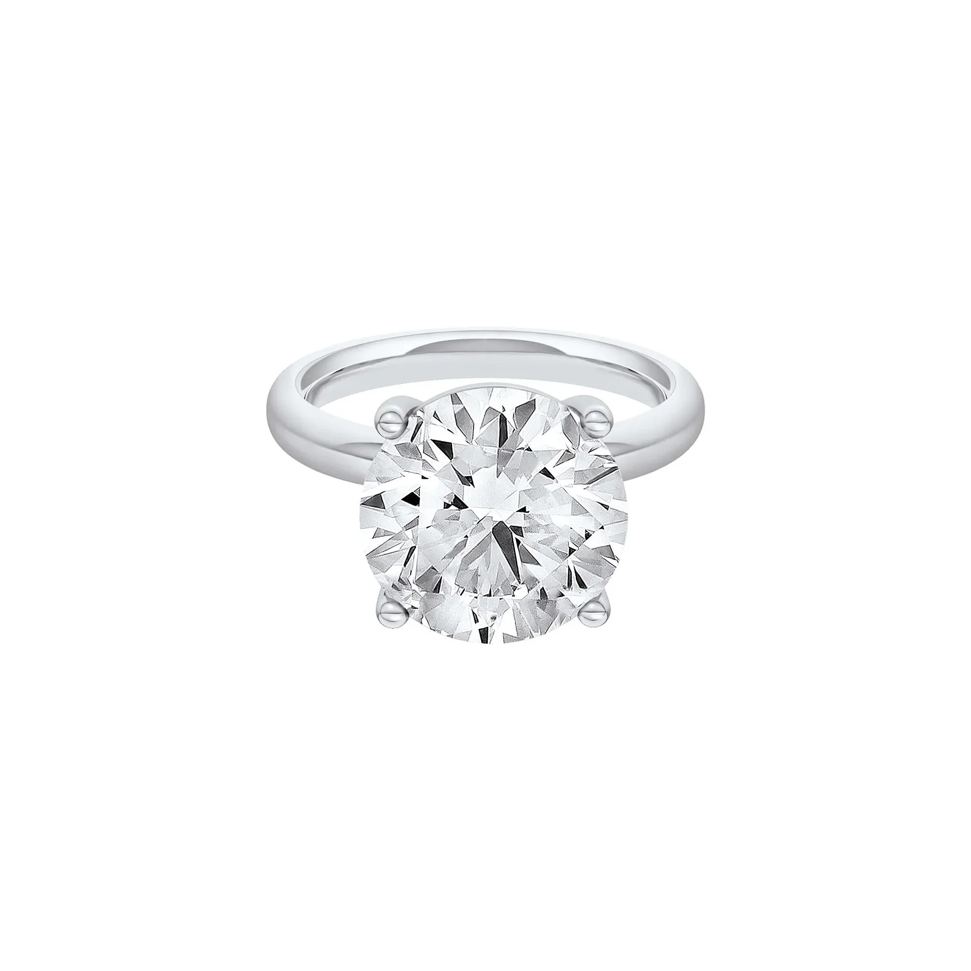 Lab Grown Diamond Round Solitaire Ring Platinum (6 CT.) Round Brilliant Cut White Size 10.5 2mm