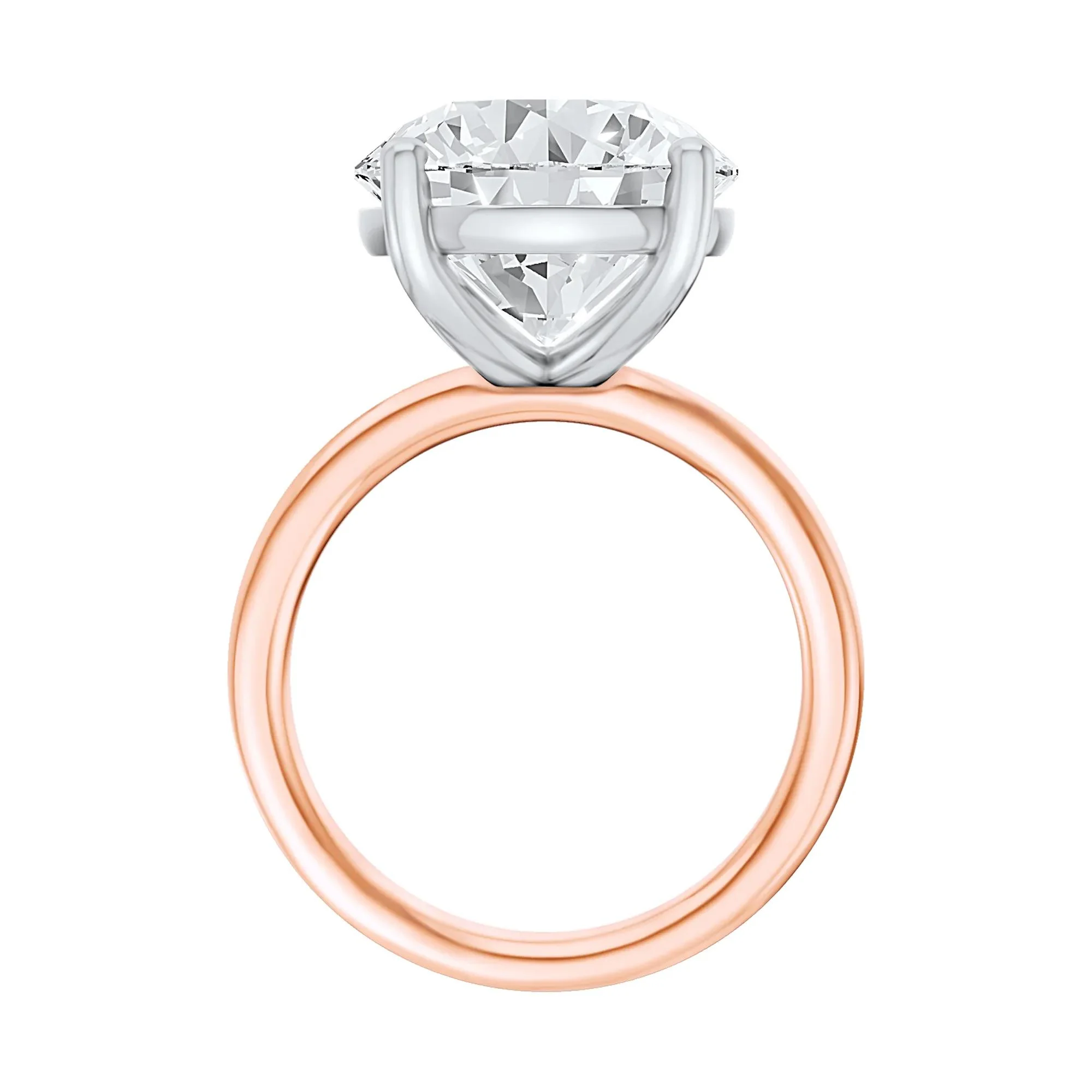 Lab Grown Diamond Round Solitaire Ring 14K Rose & White Gold (7 CT.) Round Brilliant Cut Size 4 2mm - Image 2