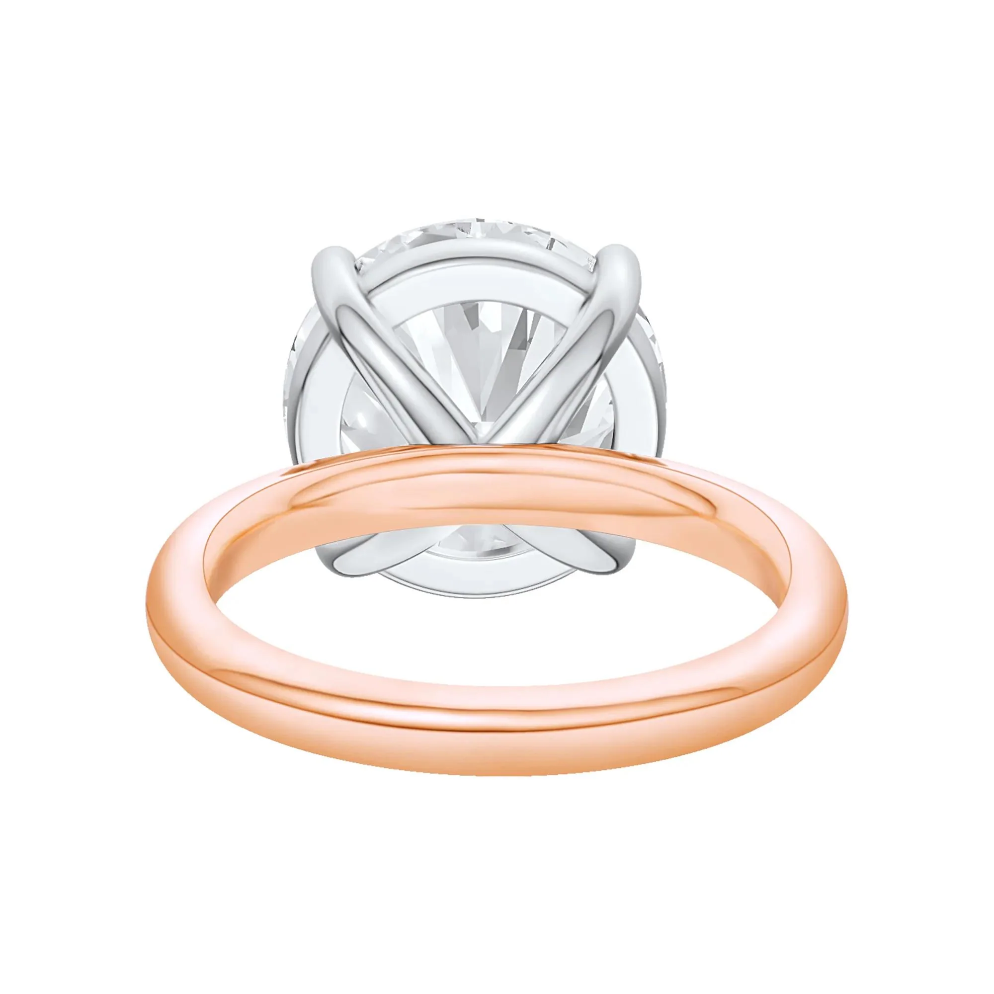 Lab Grown Diamond Round Solitaire Ring 14K Rose & White Gold (7 CT.) Round Brilliant Cut Size 7 2mm - Image 4