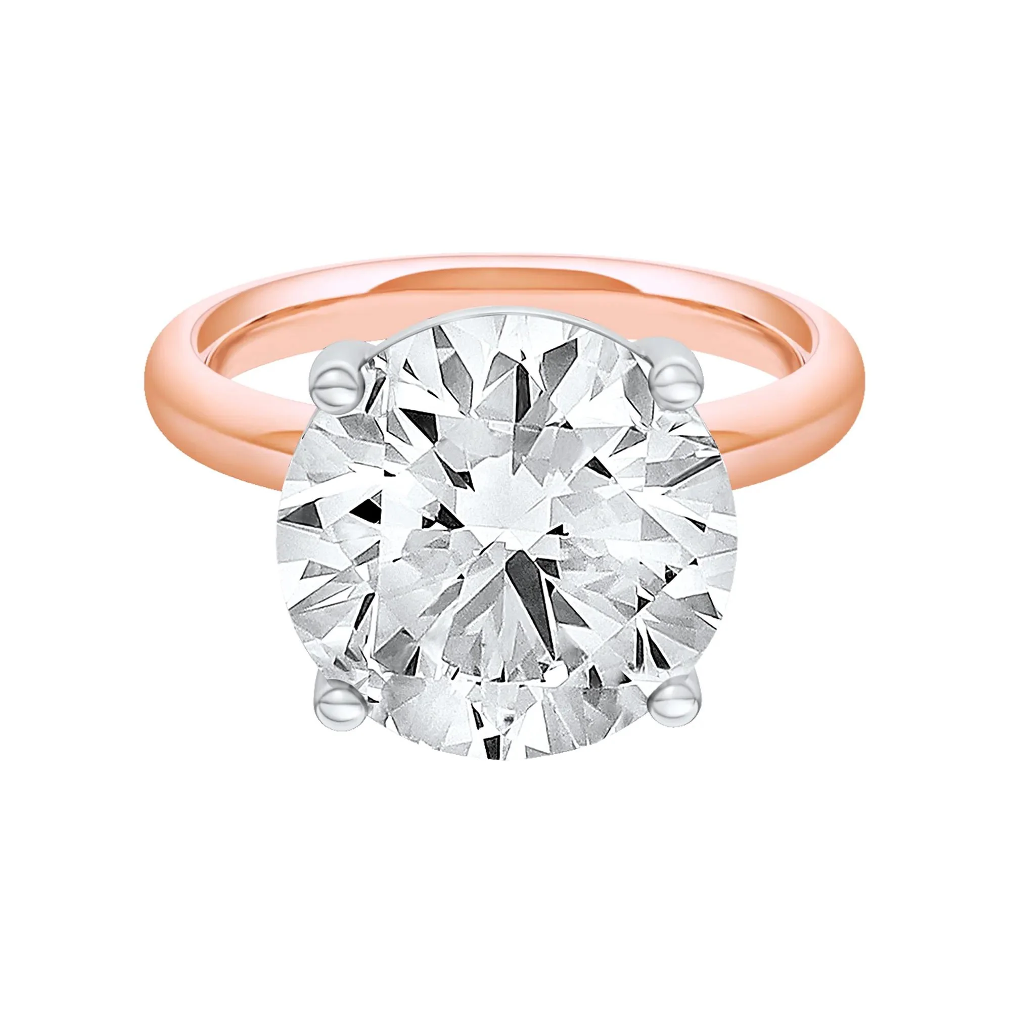 Lab Grown Diamond Round Solitaire Ring 14K Rose & White Gold (7 CT.) Round Brilliant Cut Size 9.5 2mm