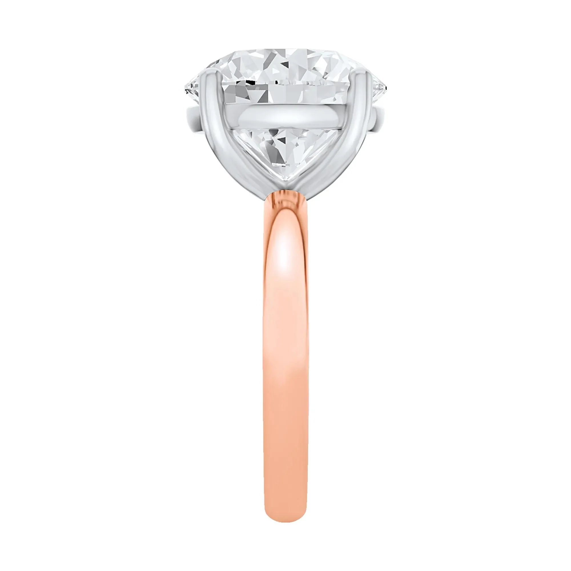Lab Grown Diamond Round Solitaire Ring 14K Rose & White Gold (7 CT.) Round Brilliant Cut Size 9.5 2mm - Image 3