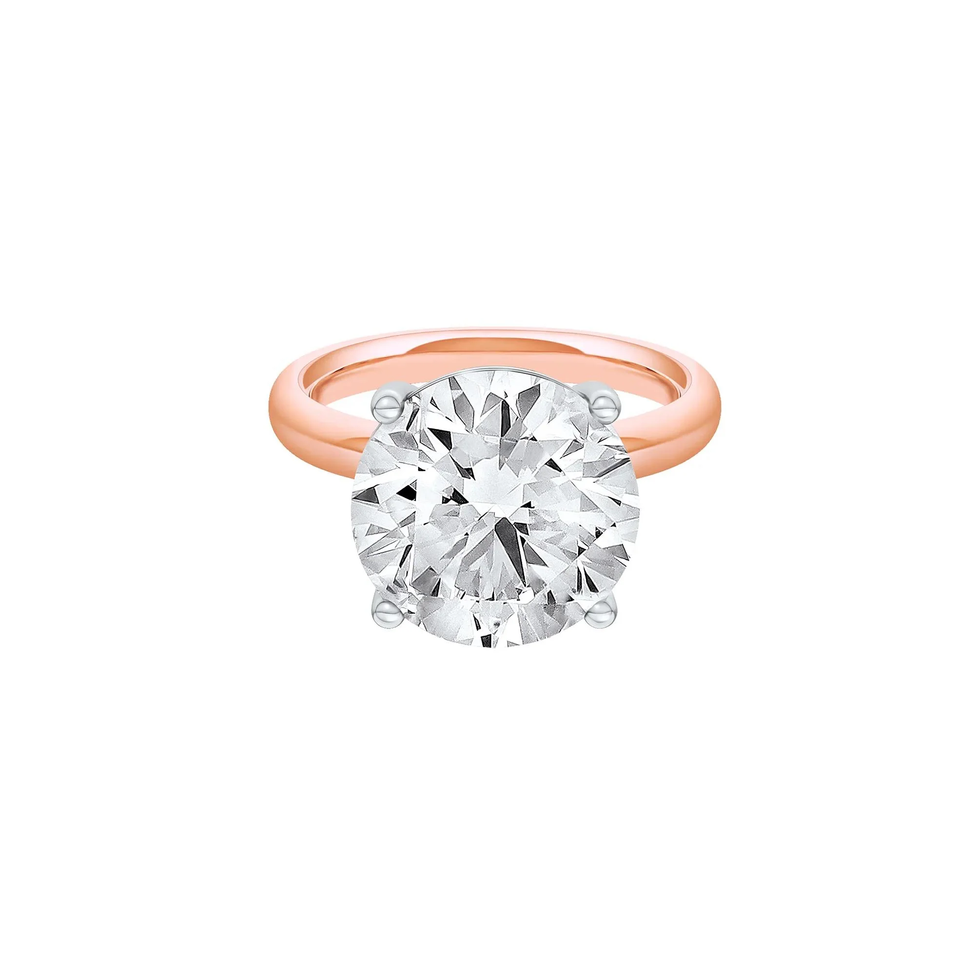 Lab Grown Diamond Round Solitaire Ring 14K Rose & White Gold (8 CT.) Round Brilliant Cut Size 5.5 2mm
