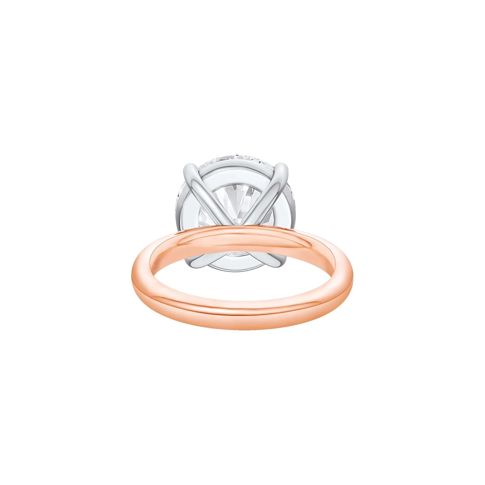 Lab Grown Diamond Round Solitaire Ring 14K Rose & White Gold (8 CT.) Round Brilliant Cut Size 8.5 2mm - Image 4