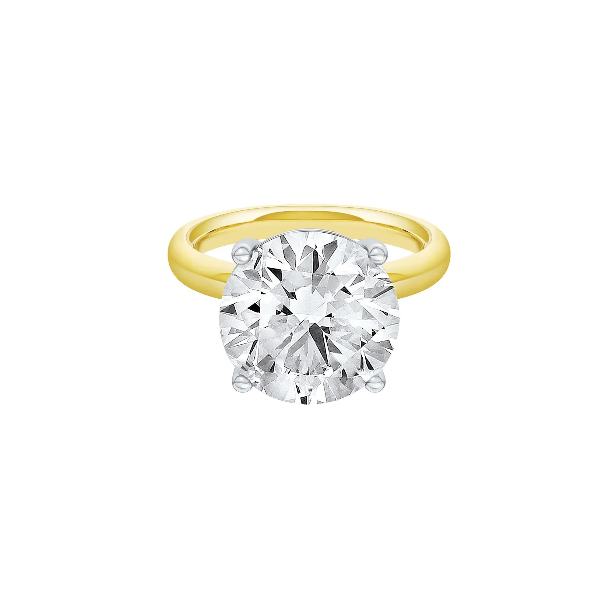 Lab Grown Diamond Round Solitaire Ring 14K Yellow & White Gold (8 CT.) Round Brilliant Cut Size 10.5 2mm