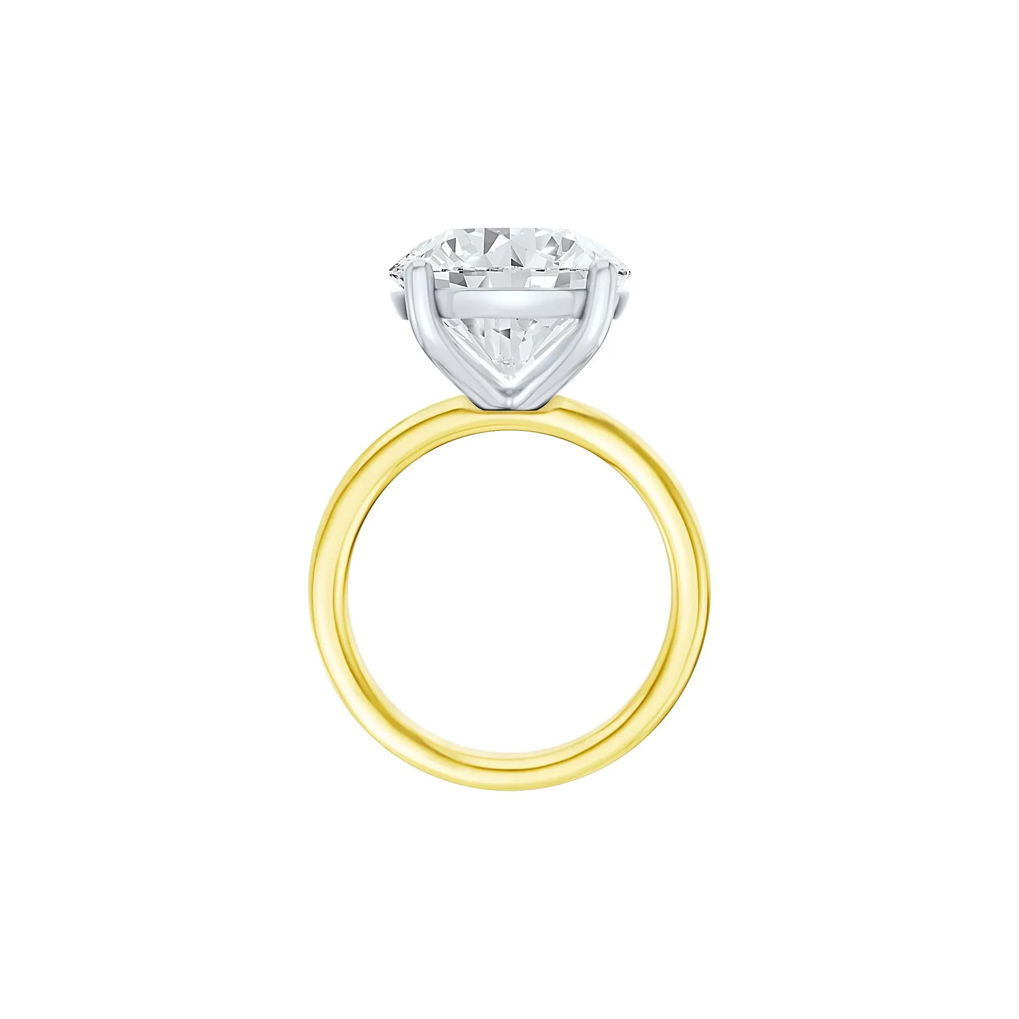 Lab Grown Diamond Round Solitaire Ring 14K Yellow & White Gold (8 CT.) Round Brilliant Cut Size 7.5 2mm - Image 2