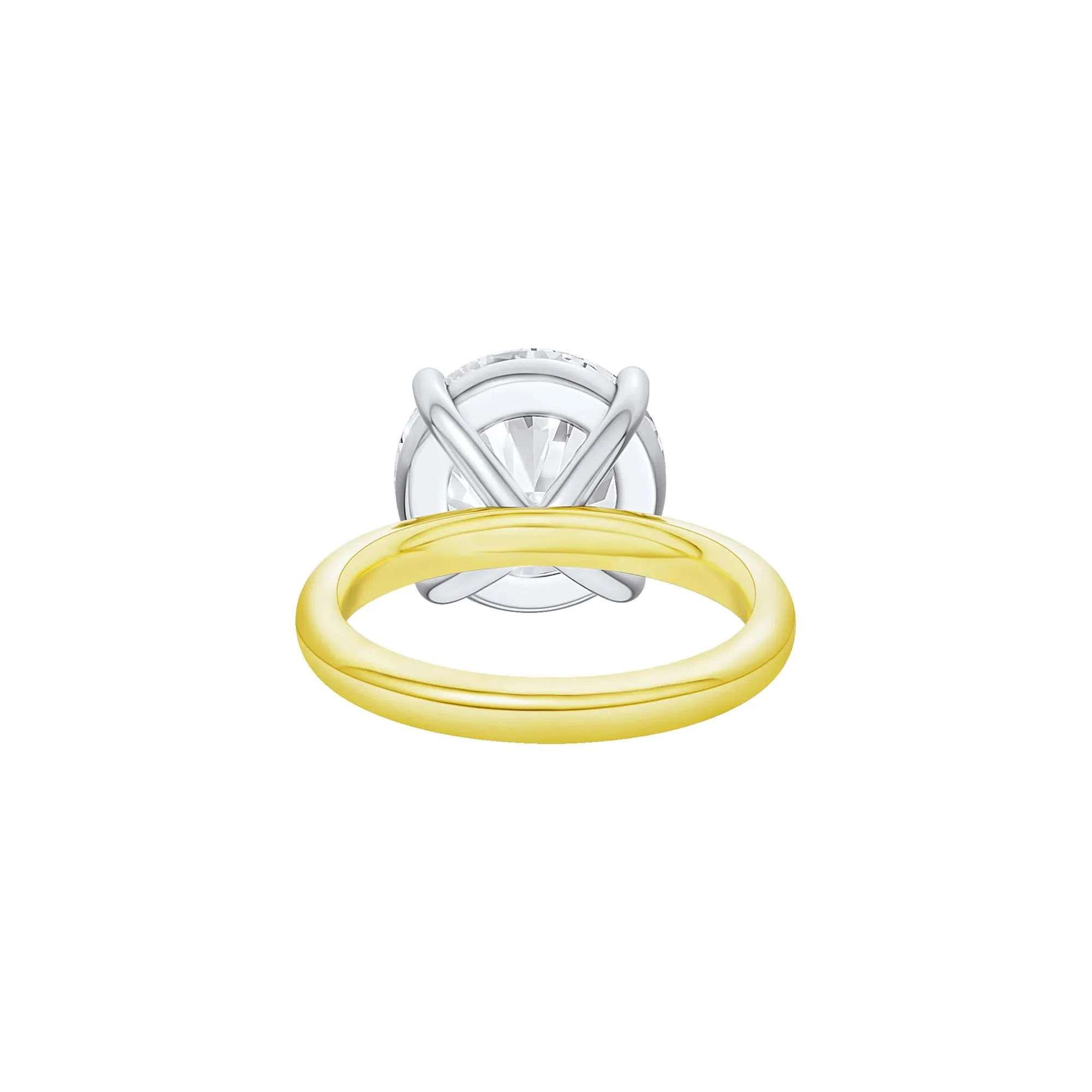 Lab Grown Diamond Round Solitaire Ring 14K Yellow & White Gold (8 CT.) Round Brilliant Cut Size 7.5 2mm - Image 4