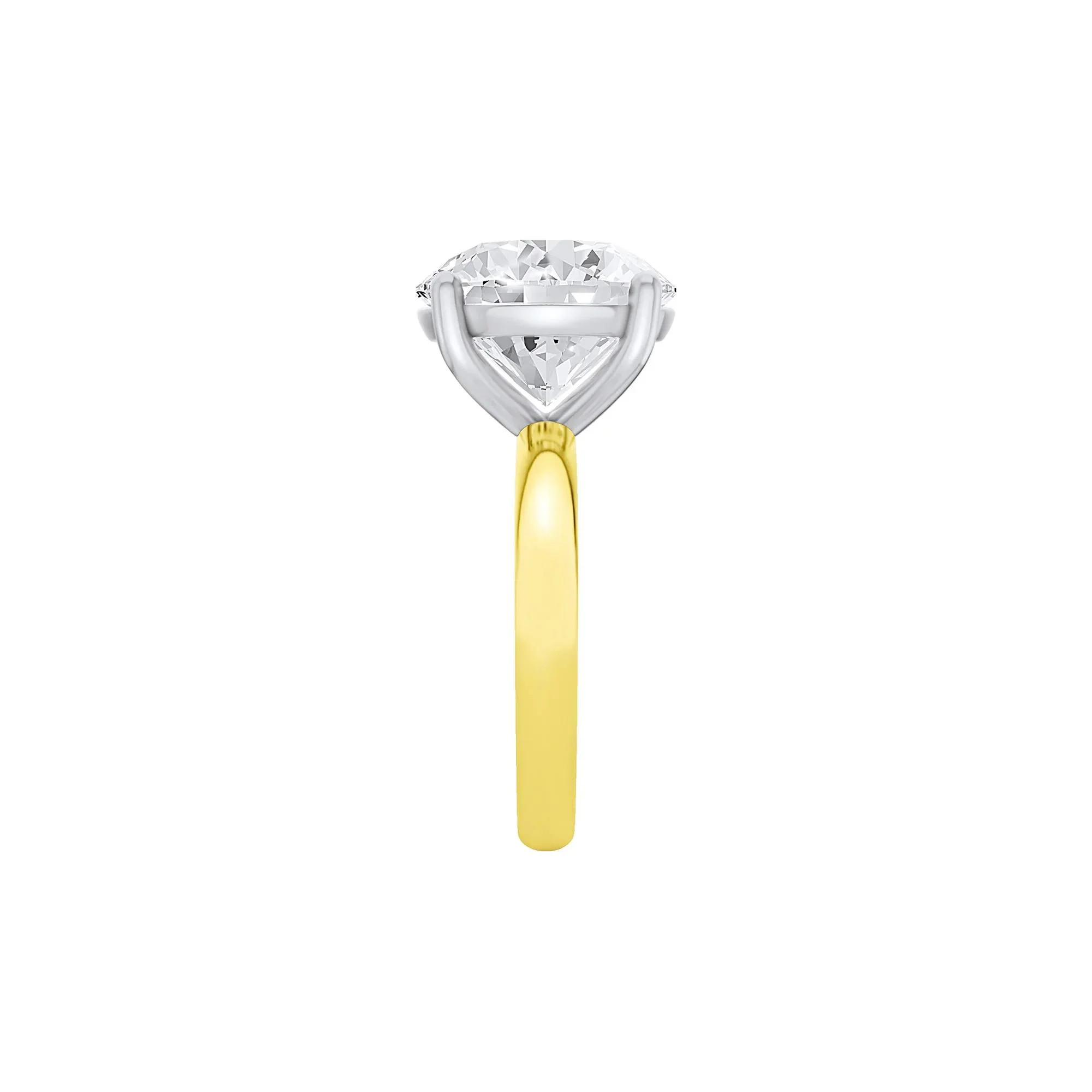 Lab Grown Diamond Round Solitaire Ring 14K Yellow & White Gold (8 CT.) Round Brilliant Cut Size 8 2mm - Image 3