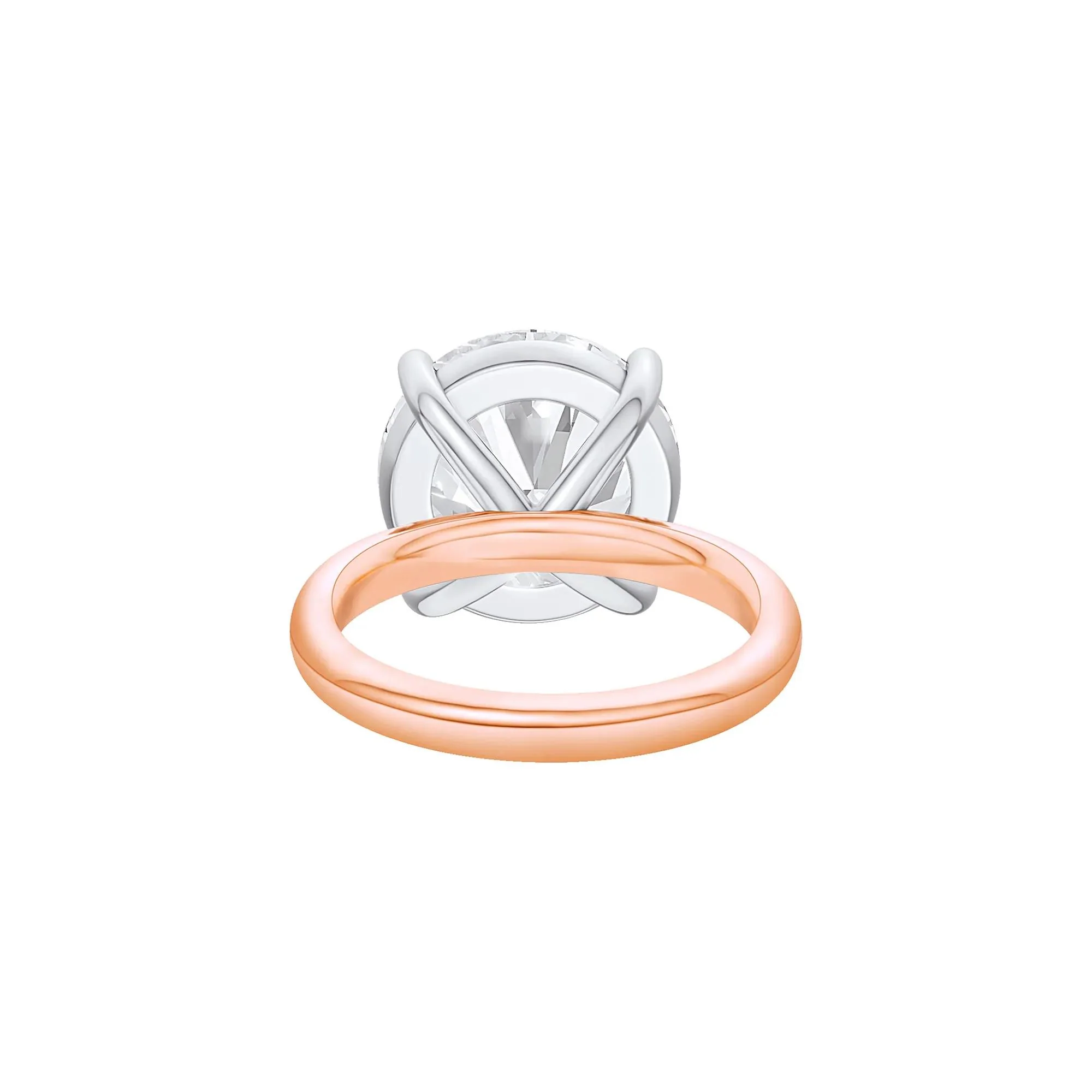 Lab Grown Diamond Round Solitaire Engagement Ring 14K Rose and White Gold (10 CT.) Size 5.5 2mm - Image 4