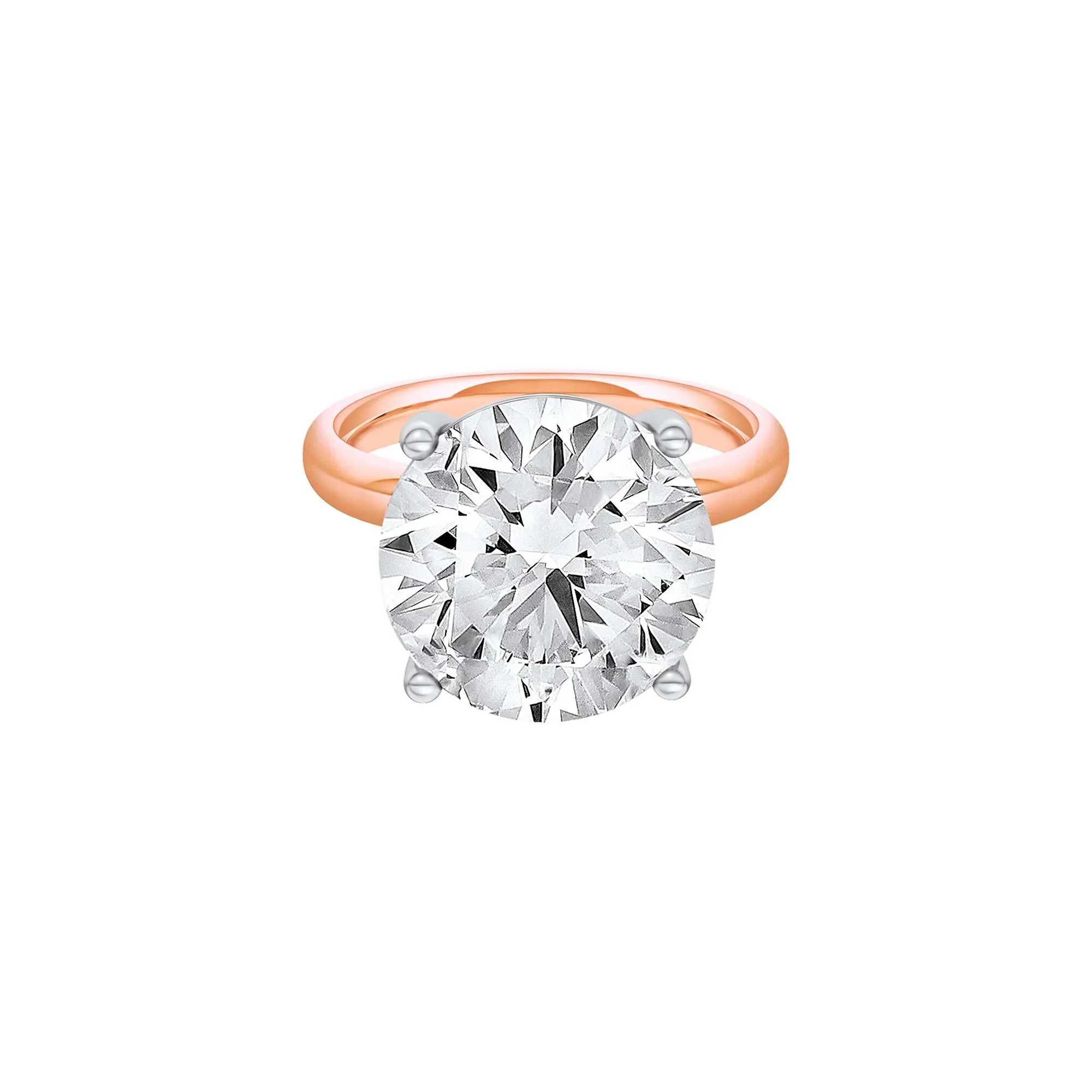 Lab Grown Diamond Round Solitaire Engagement Ring 14K Rose and White Gold (10 CT.) Size 6 2mm