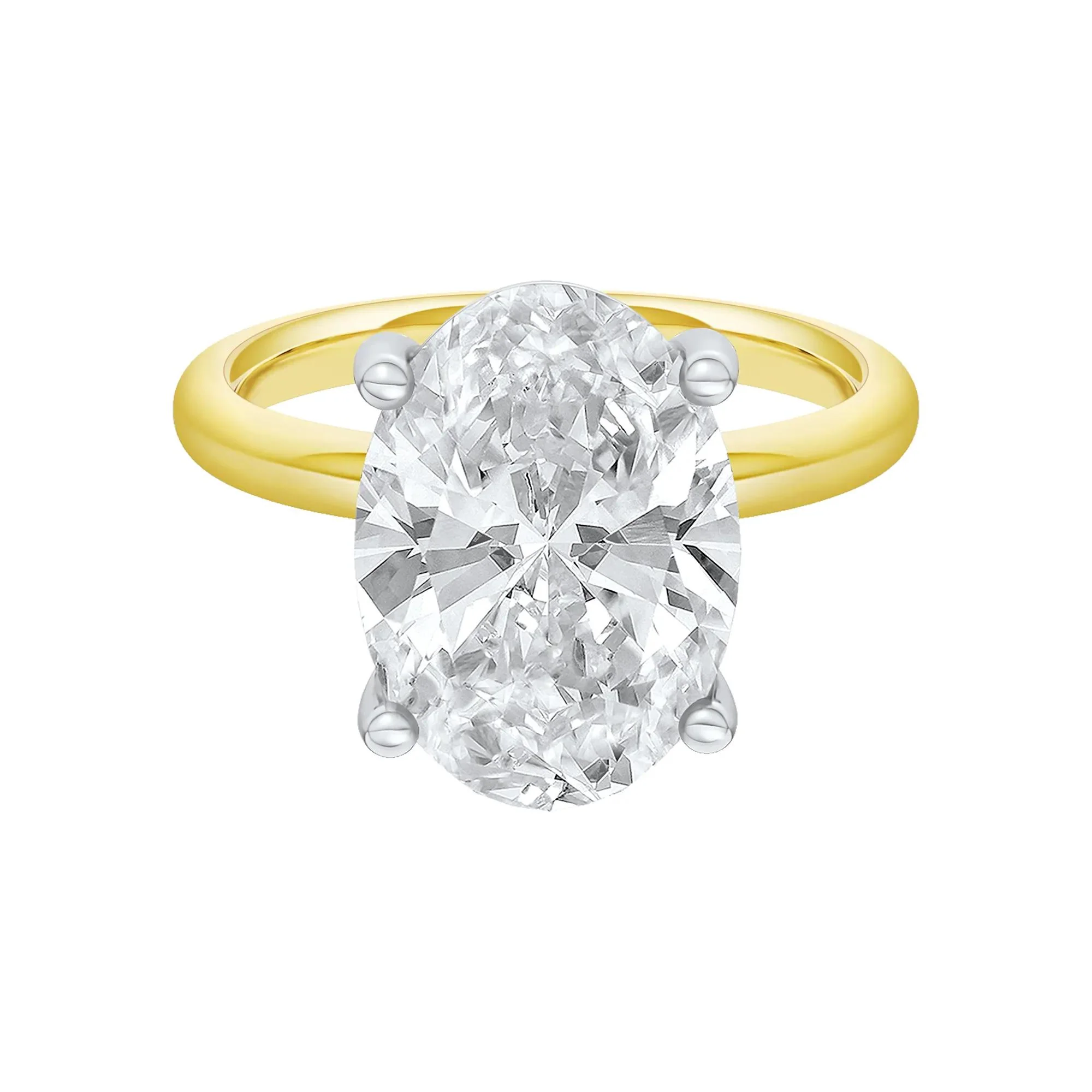 6 CT. Tw. Lab Grown Diamond Oval Solitaire Engagement Ring 14K Yellow & White Gold Size 7.5 2mm