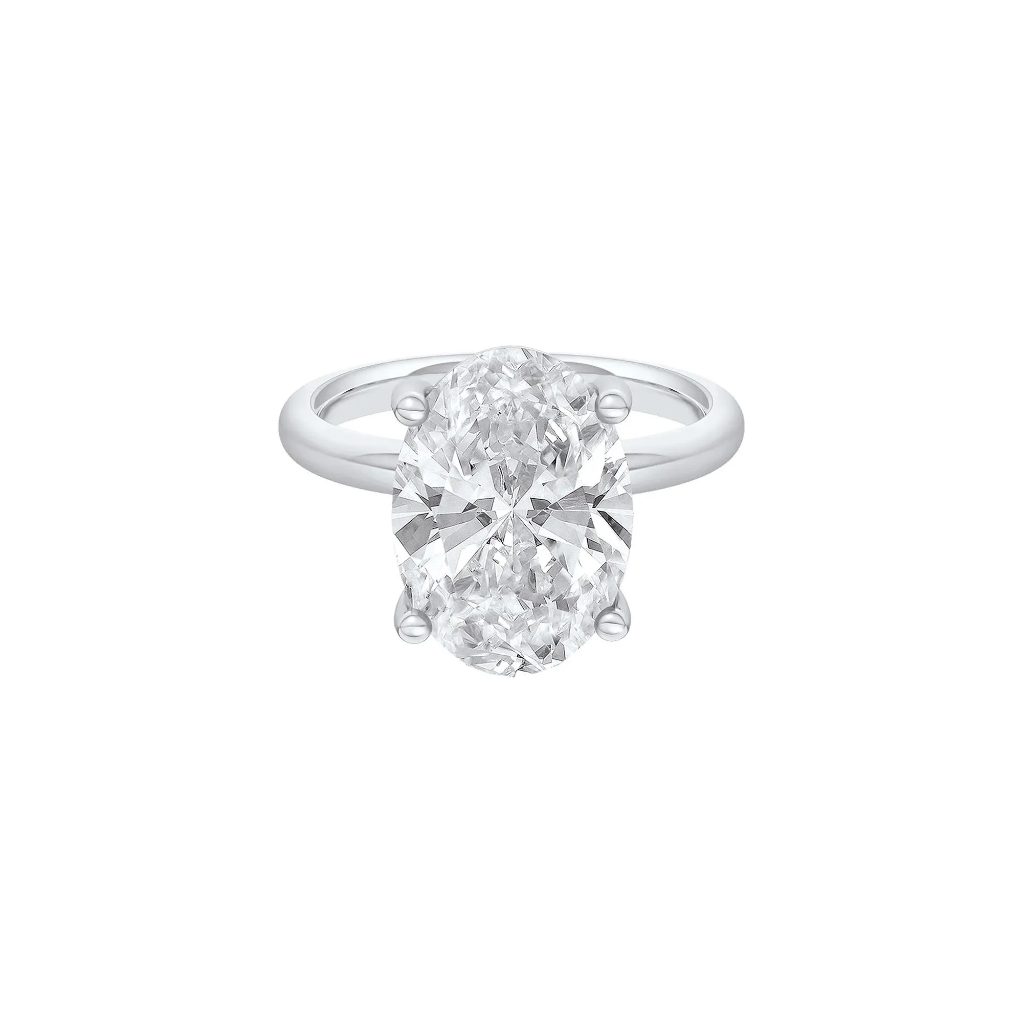 Lab Grown Diamond Oval Solitaire Ring Platinum (6 CT.) White Size 8.5 2mm