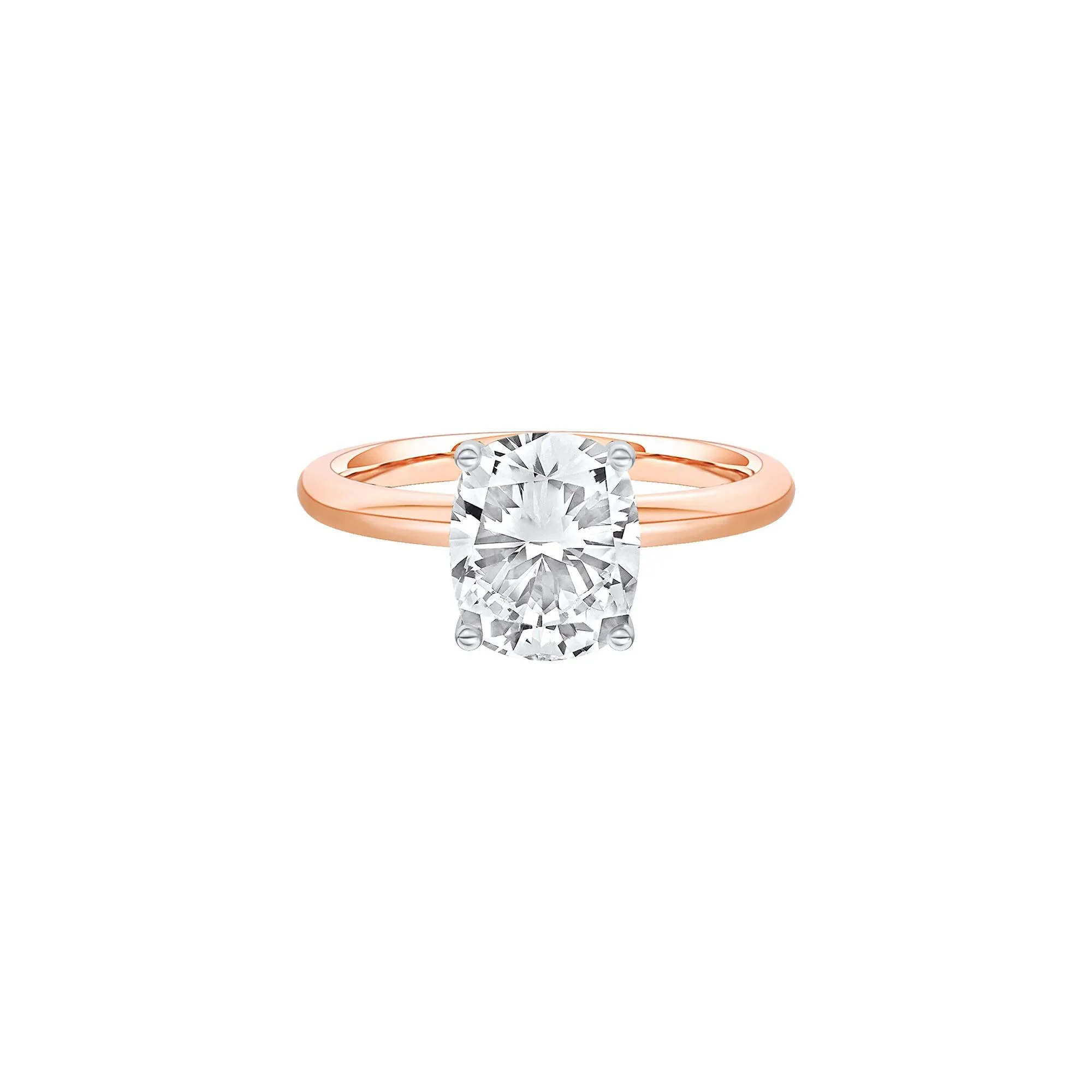 2 CT. Tw. Lab Grown Diamond Elongated Cushion-Cut Engagement Ring 14K Rose and White Gold Size 7 2mm