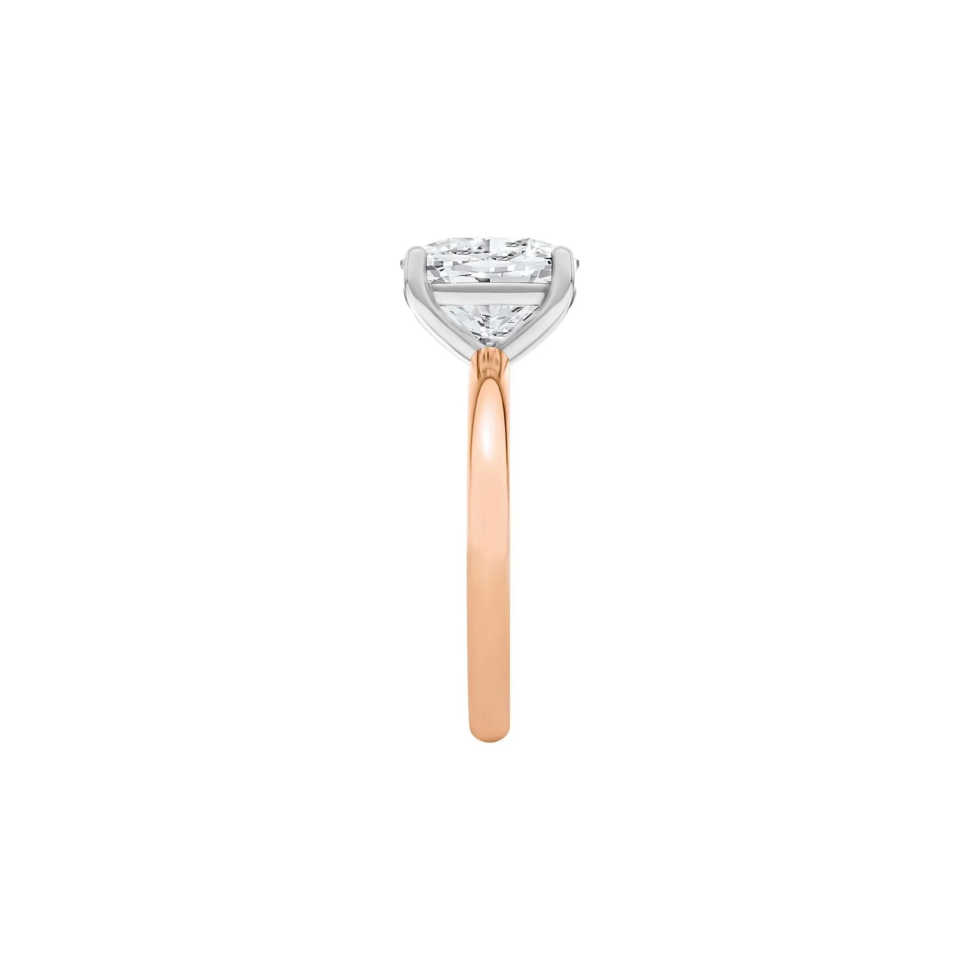 Lab Grown Diamond Elongated Cushion Solitaire Engagement Ring 14K Rose and White Gold (3 CT.) Size 10 2mm - Image 3