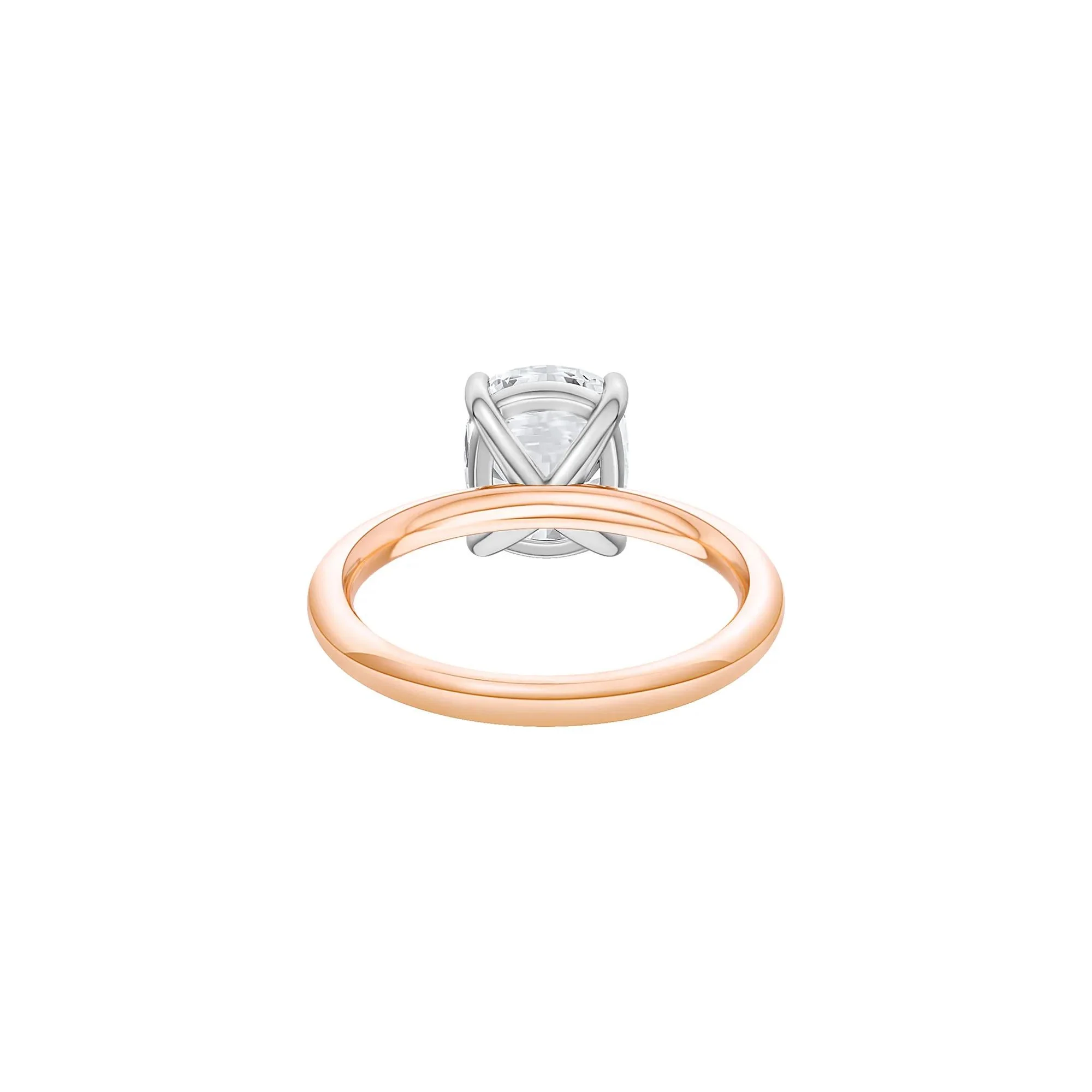 Lab Grown Diamond Elongated Cushion Solitaire Engagement Ring 14K Rose and White Gold (3 CT.) Size 10 2mm - Image 4
