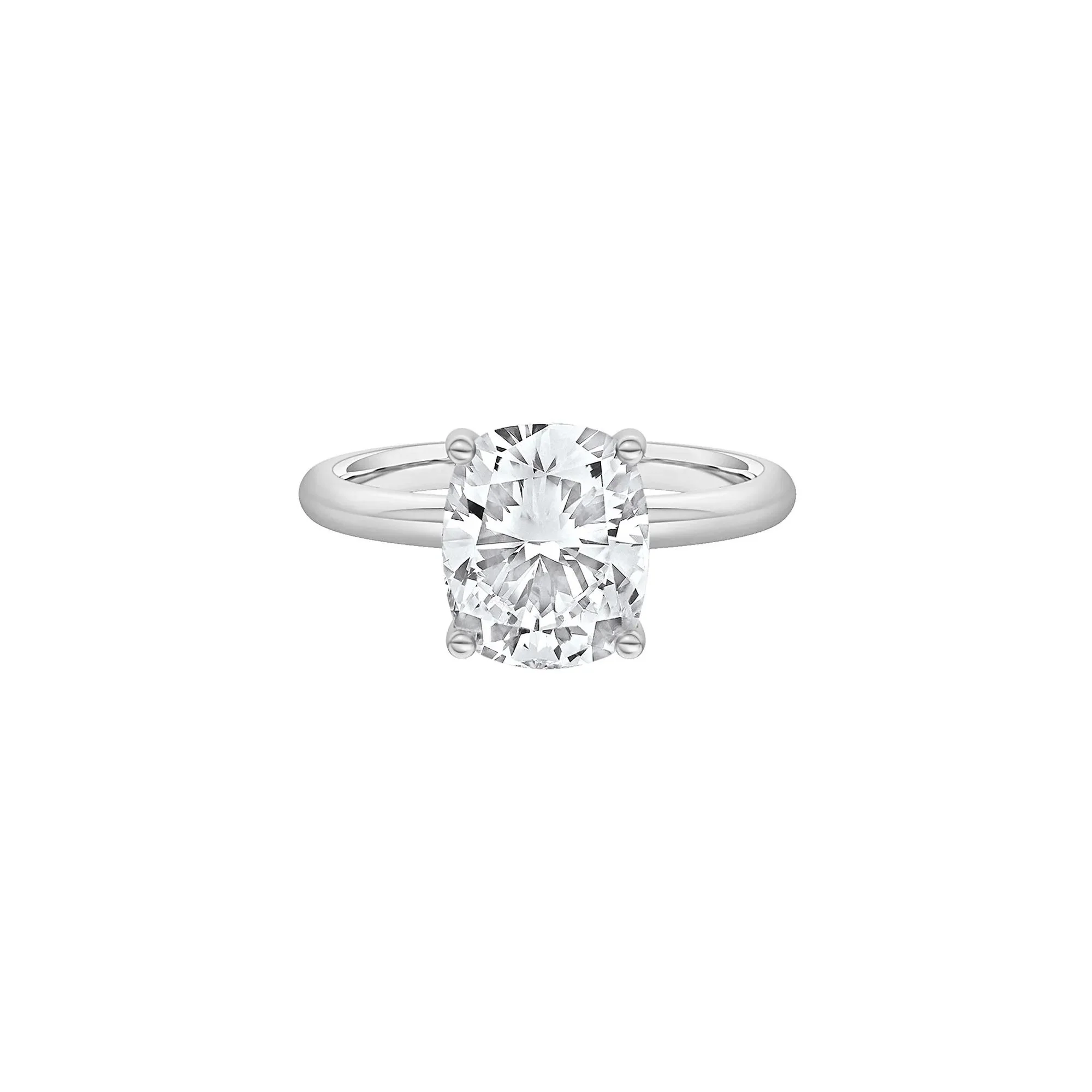 3 CT. Tw. Lab Grown Diamond Elongated Cushion Solitaire Engagement Ring Platinum White Size 5.5 2mm