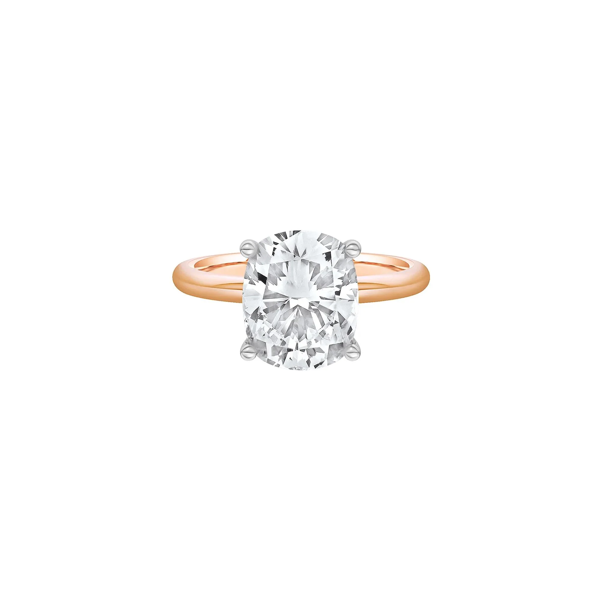 4 CT. Tw. Lab Grown Diamond Elongated Cushion-Cut Engagement Ring 14K Rose and White Gold Size 8 2mm