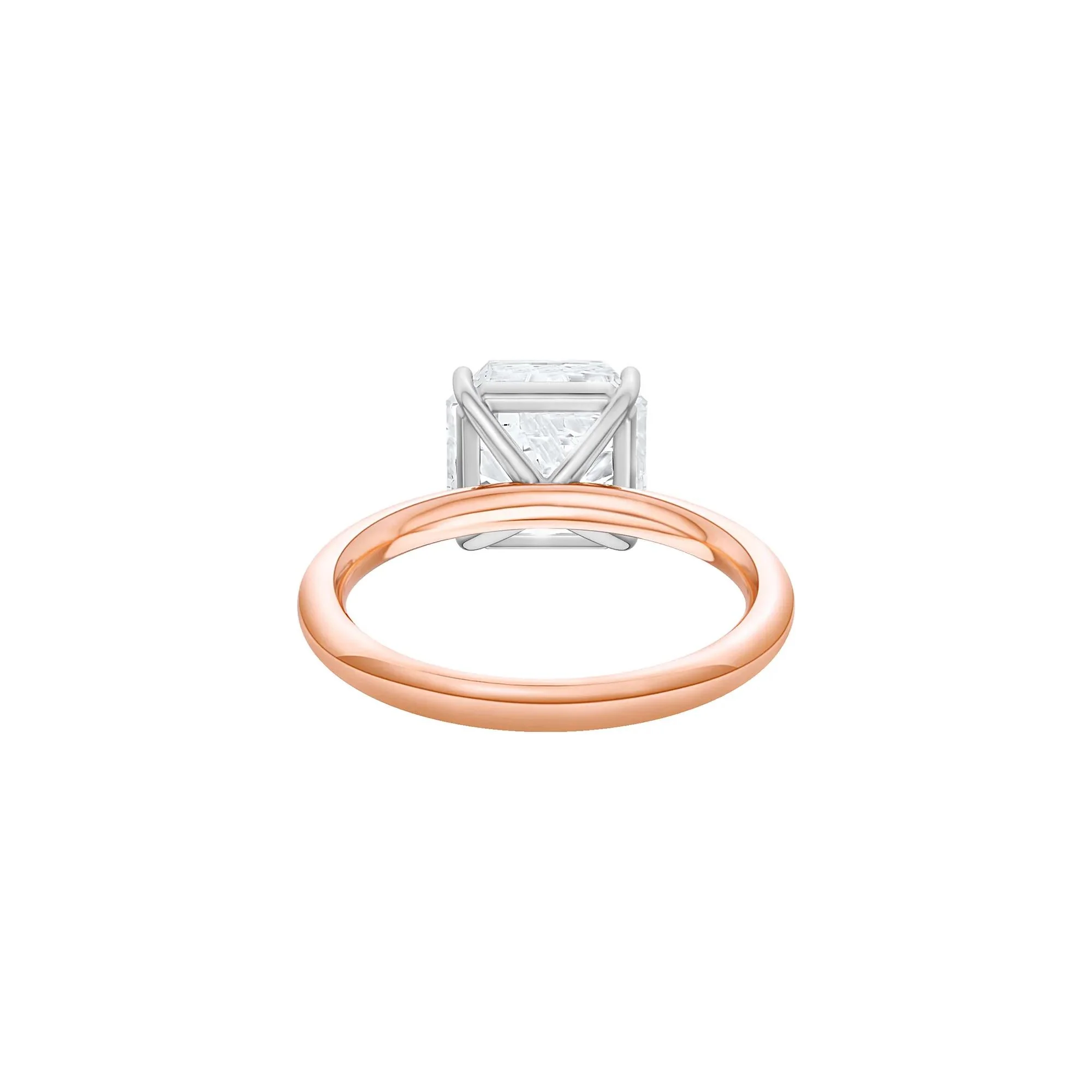 Lab Grown Diamond Square Solitaire Ring 14K Rose & White Gold (3 CT.) Size 4 2mm - Image 4