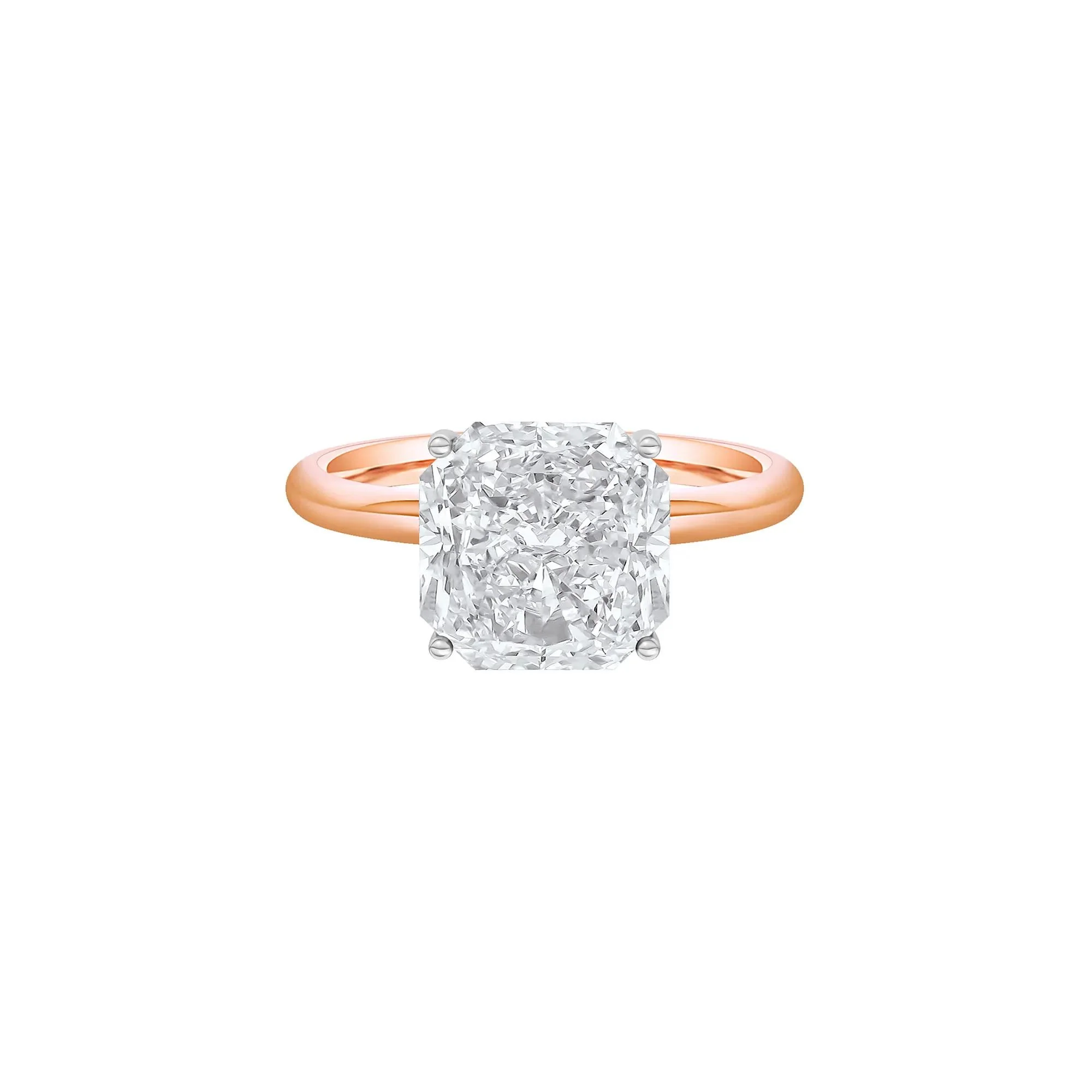 Lab Grown Diamond Square Solitaire Ring 14K Rose & White Gold (3 CT.) Size 9 2mm
