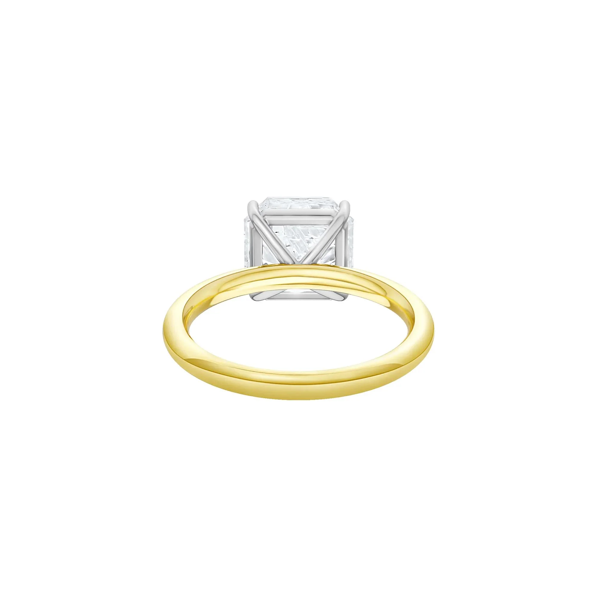 Lab Grown Diamond Square Solitaire Ring 14K Yellow & White Gold (3 CT.) Size 10 2mm - Image 4