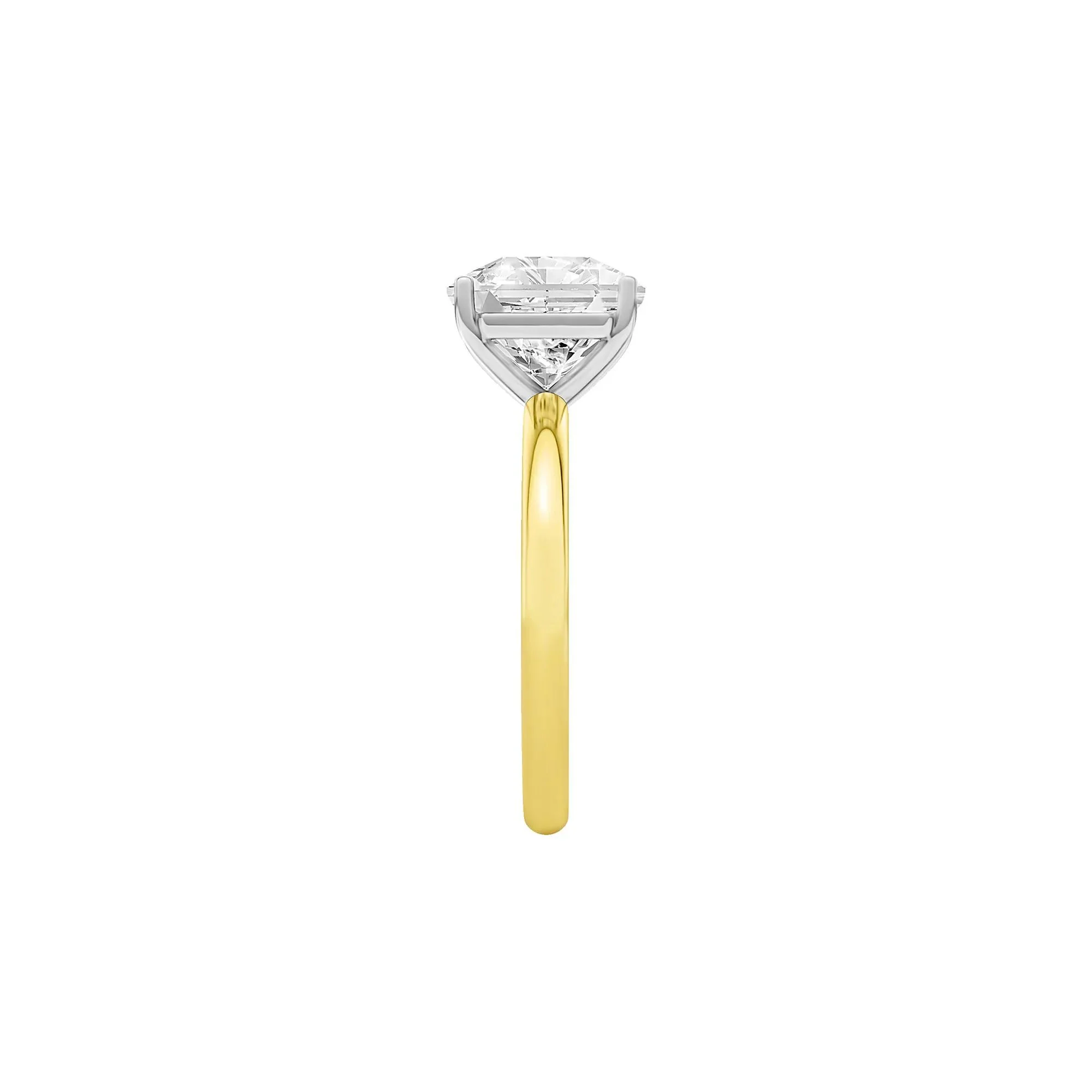 Lab Grown Diamond Square Solitaire Ring 14K Yellow & White Gold (3 CT.) Size 11.5 2mm - Image 3