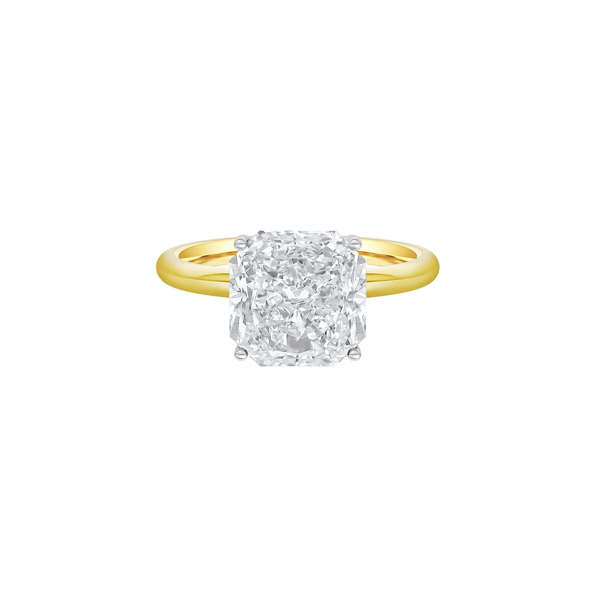 Lab Grown Diamond Square Solitaire Ring 14K Yellow & White Gold (3 CT.) Size 6 2mm