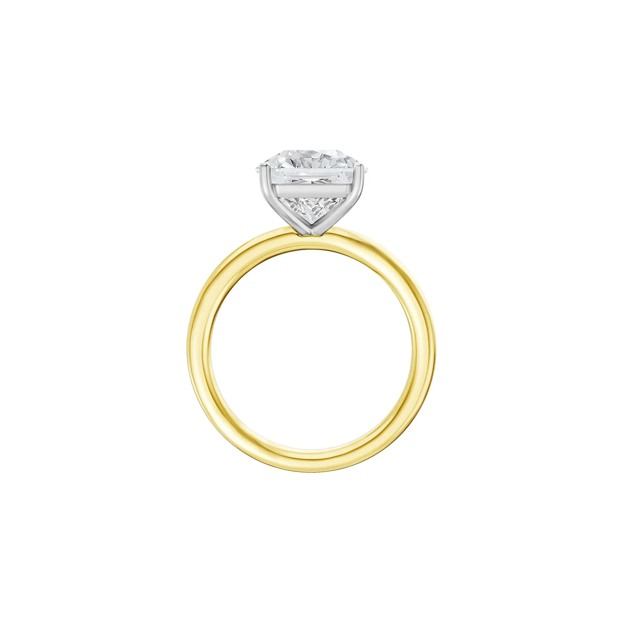 Lab Grown Diamond Square Solitaire Ring 14K Yellow & White Gold (3 CT.) Size 7 2mm - Image 2