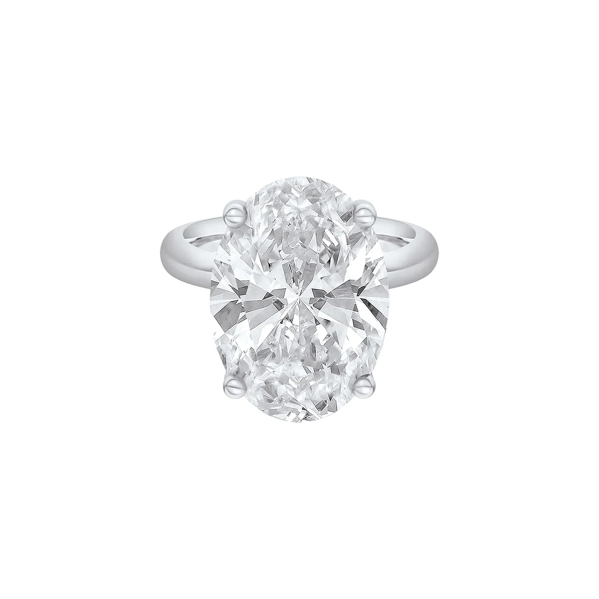 Lab Grown Diamond Oval Solitaire Ring 14K White Gold (9 CT.) Size 7.5 2mm