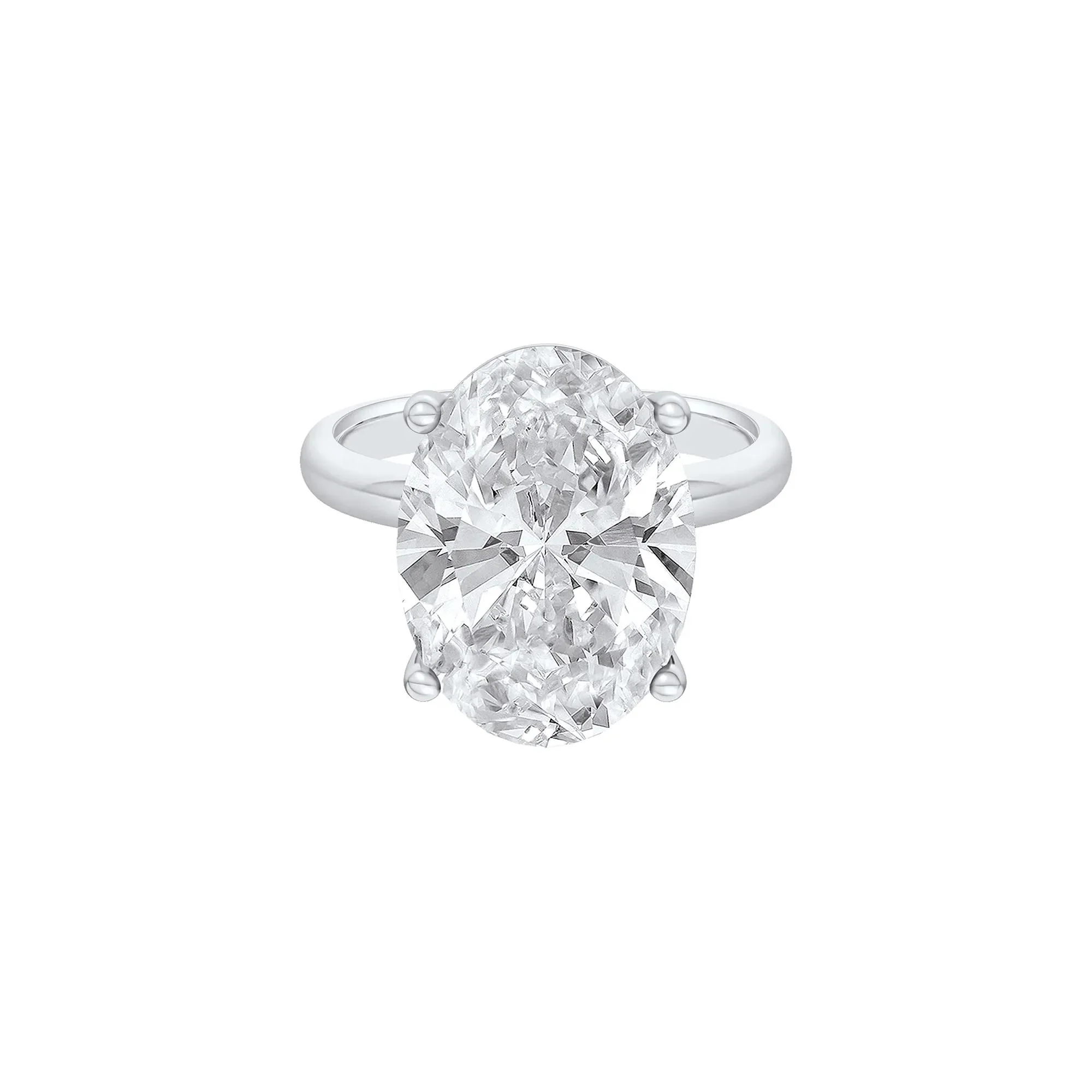 Lab Grown Diamond Oval Solitaire Ring Platinum (9 CT.) White Size 4.5 2mm