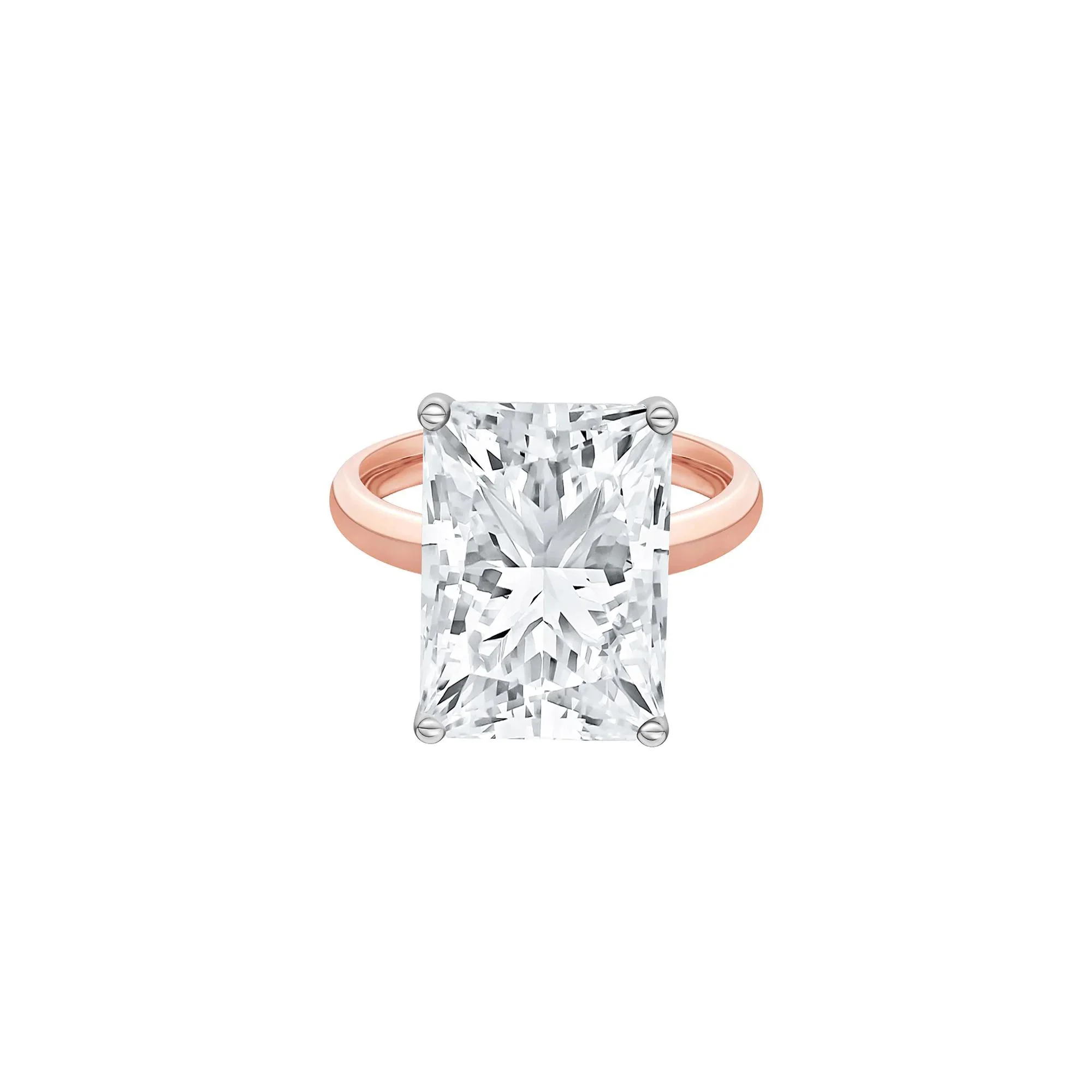 Lab Grown Diamond Radiant-Cut Solitaire Ring 14K Rose & White Gold (9 CT.) Size 8 2mm