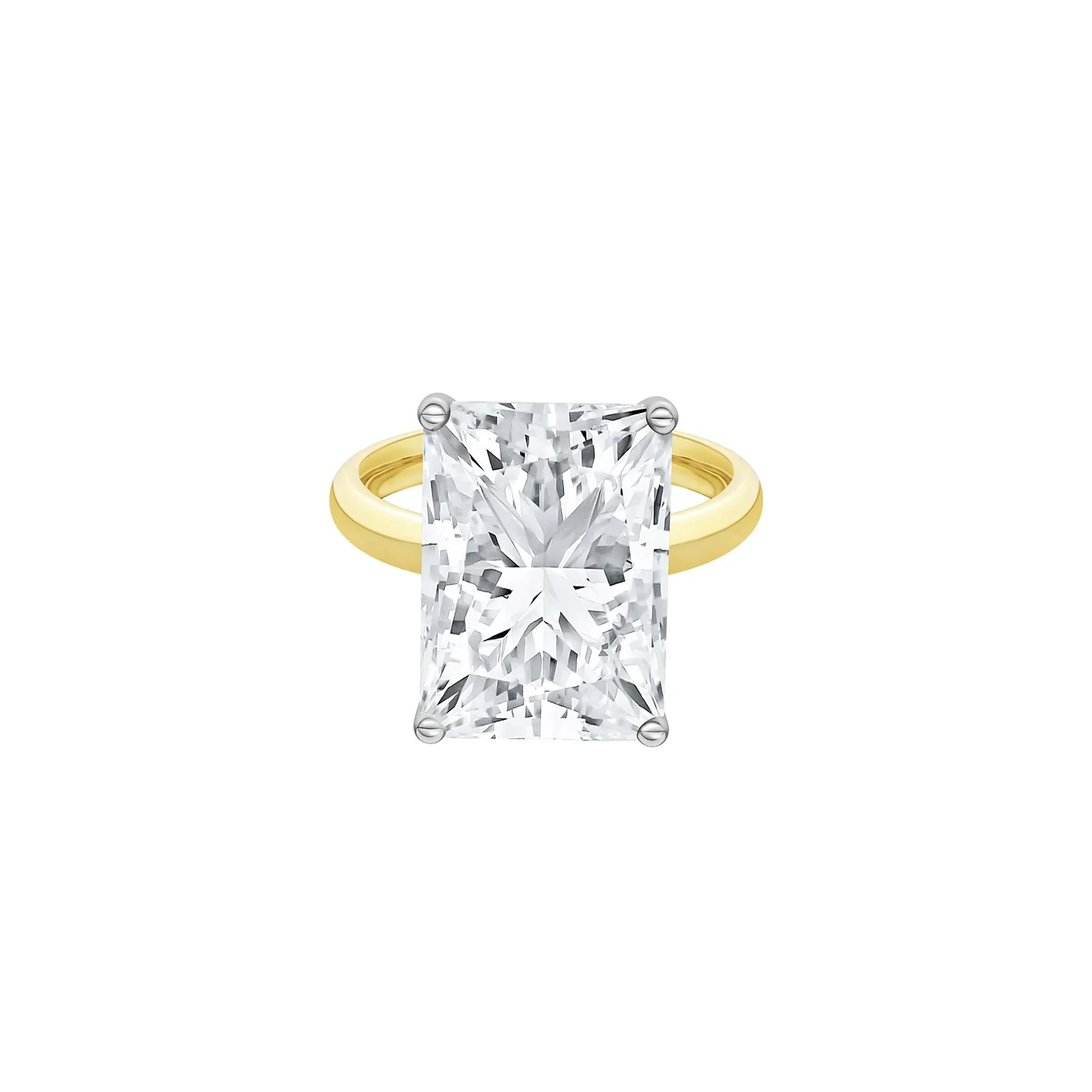 Lab Grown Diamond Radiant-Cut Solitaire Ring 14K Yellow & White Gold (9 CT.) Size 11 2mm