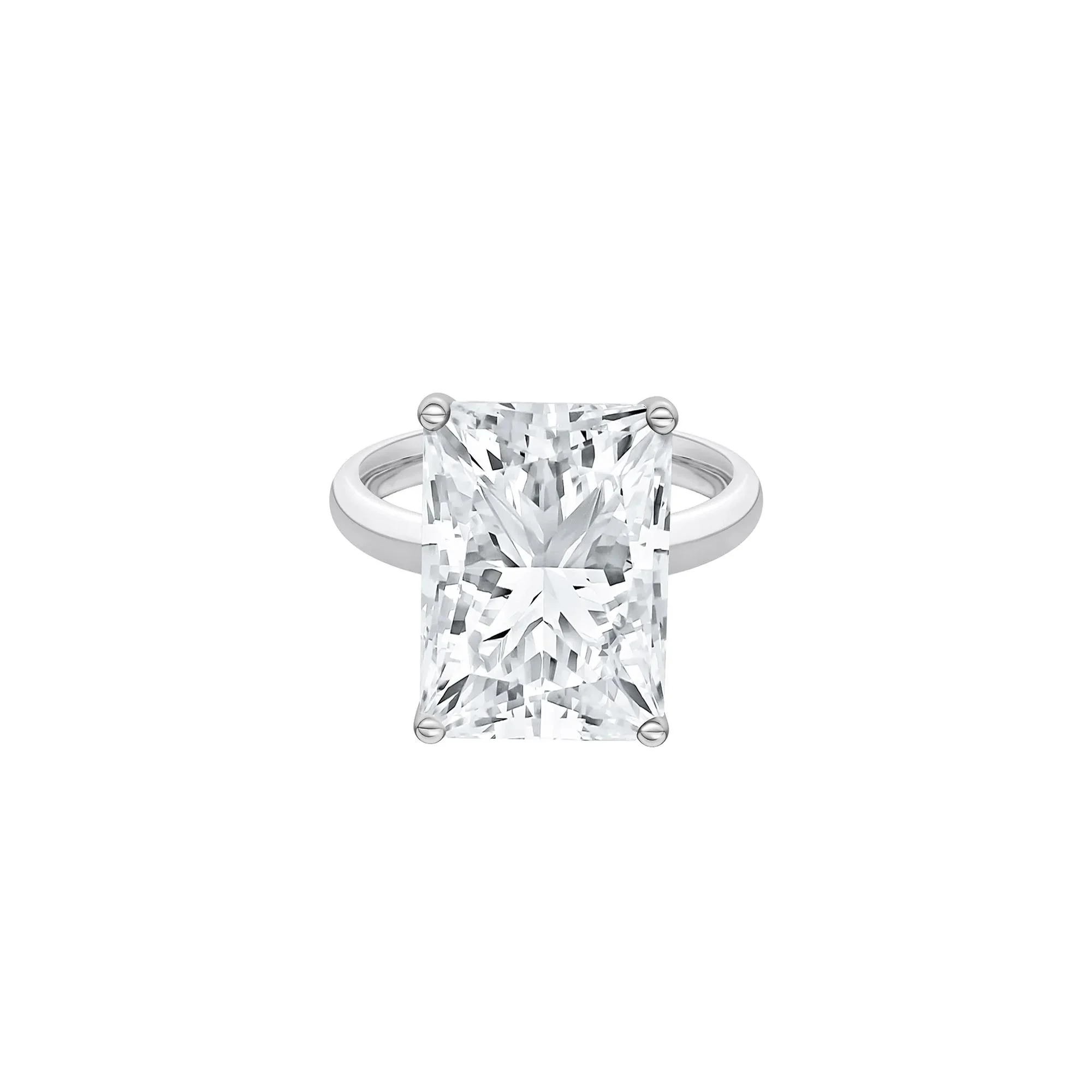Lab Grown Diamond Radiant-Cut Solitaire Ring Platinum (9 CT.) White Size 6.5 2mm