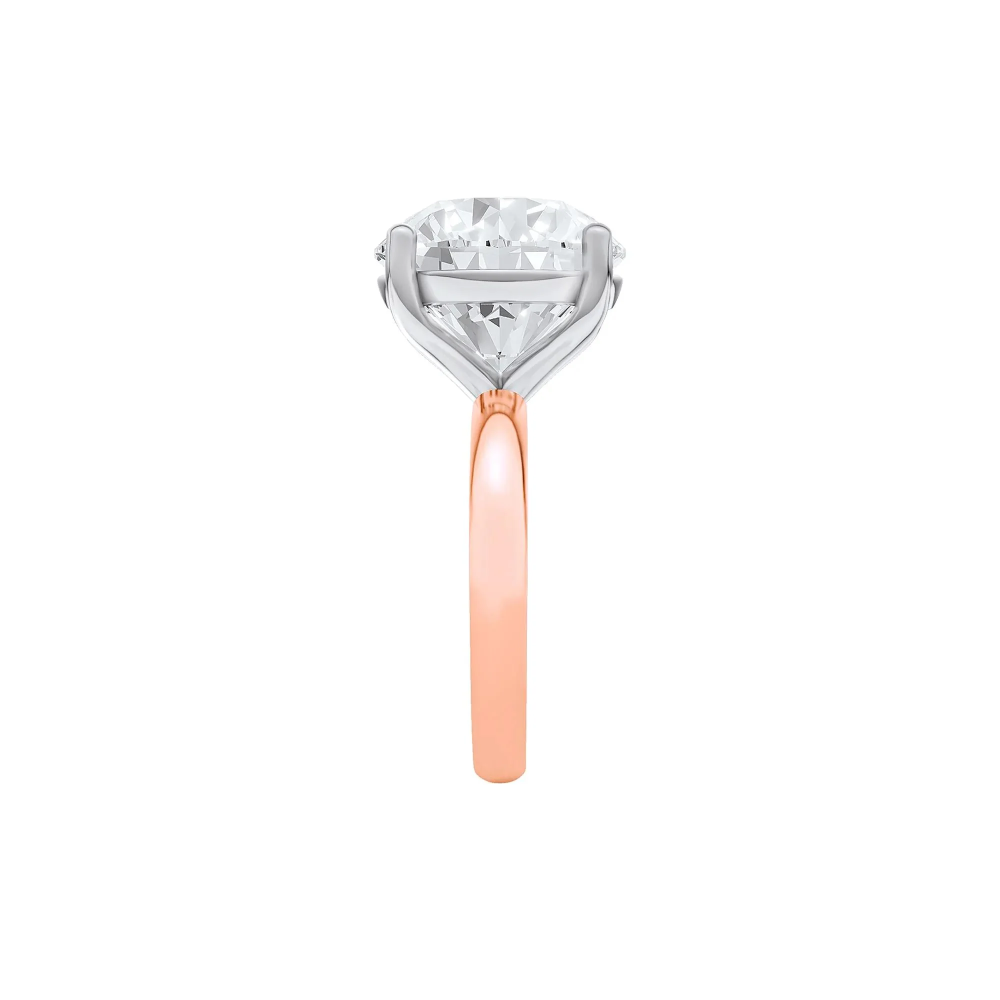 Lab Grown Diamond Round Solitaire Ring 14K Rose & White Gold (9 CT.) Round Brilliant Cut Size 10.5 2mm - Image 3