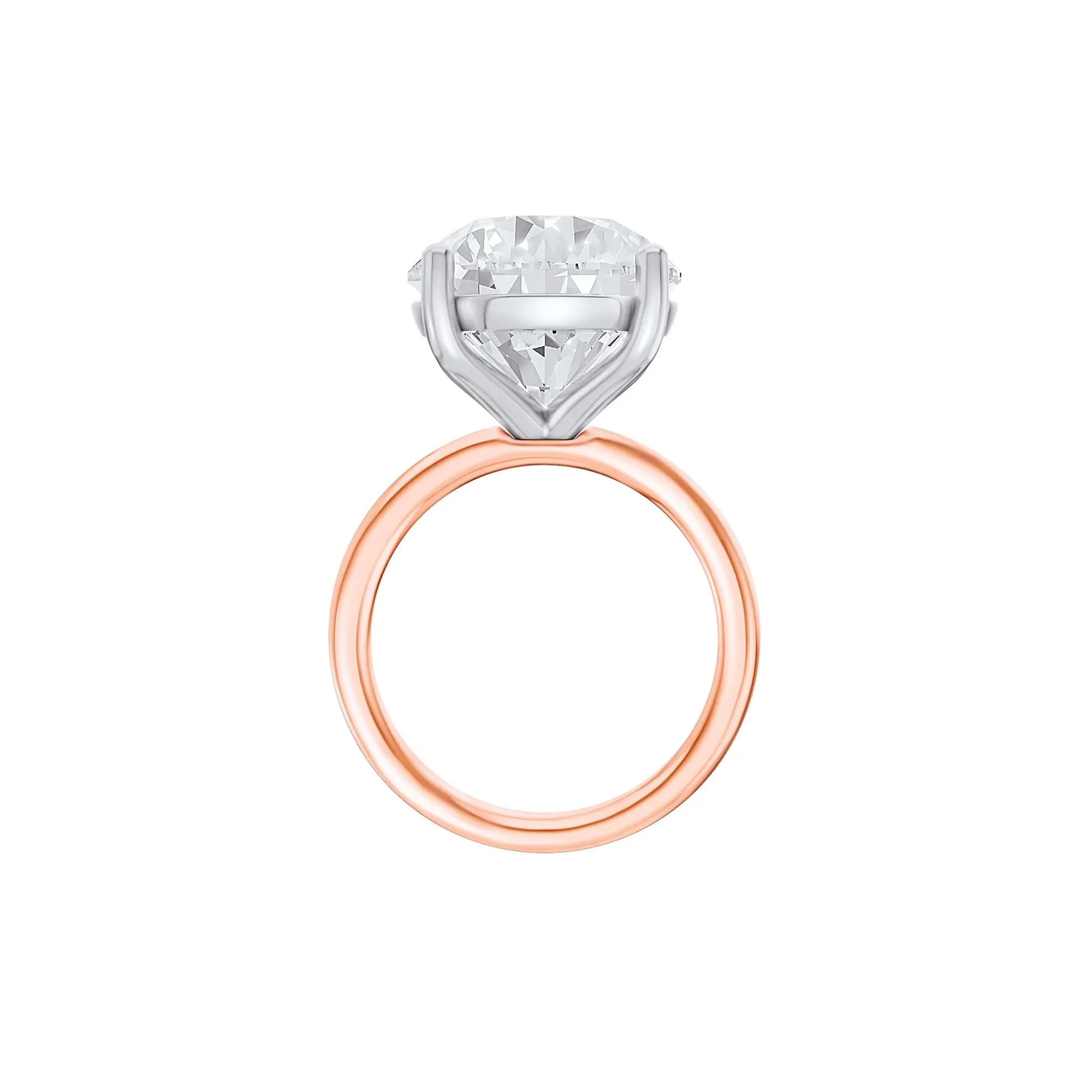Lab Grown Diamond Round Solitaire Ring 14K Rose & White Gold (9 CT.) Round Brilliant Cut Size 5 2mm - Image 2