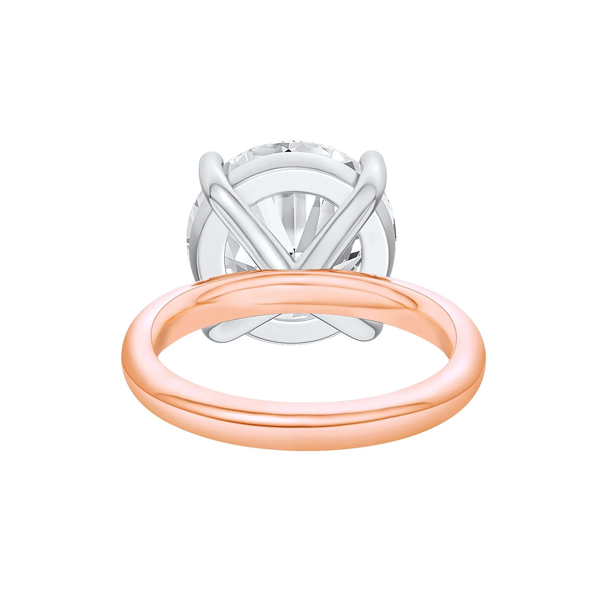Lab Grown Diamond Round Solitaire Ring 14K Rose & White Gold (9 CT.) Round Brilliant Cut Size 7.5 2mm - Image 4