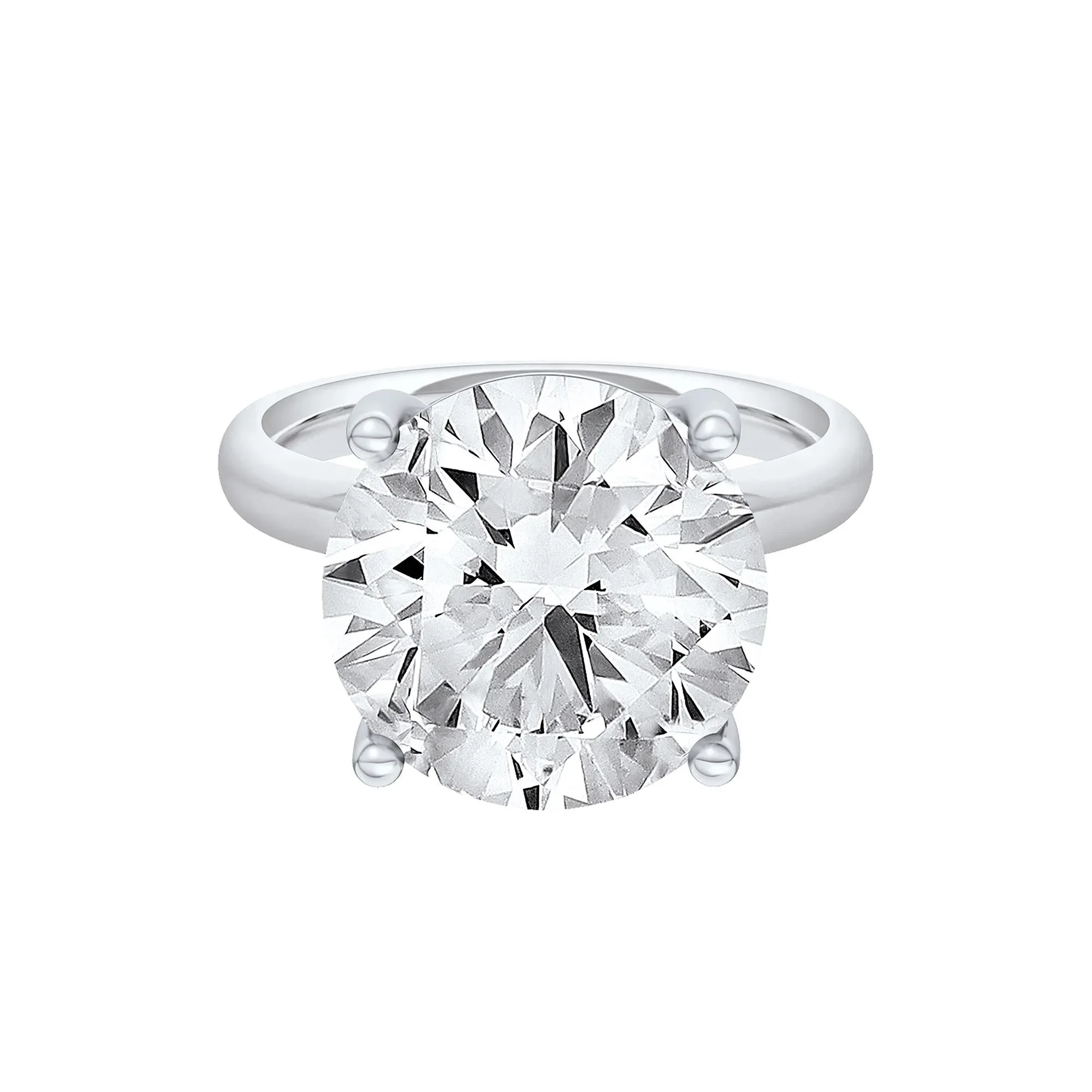 Lab Grown Diamond Round Solitaire Ring 14K White Gold (9 CT.) Round Brilliant Cut Size 4 2mm