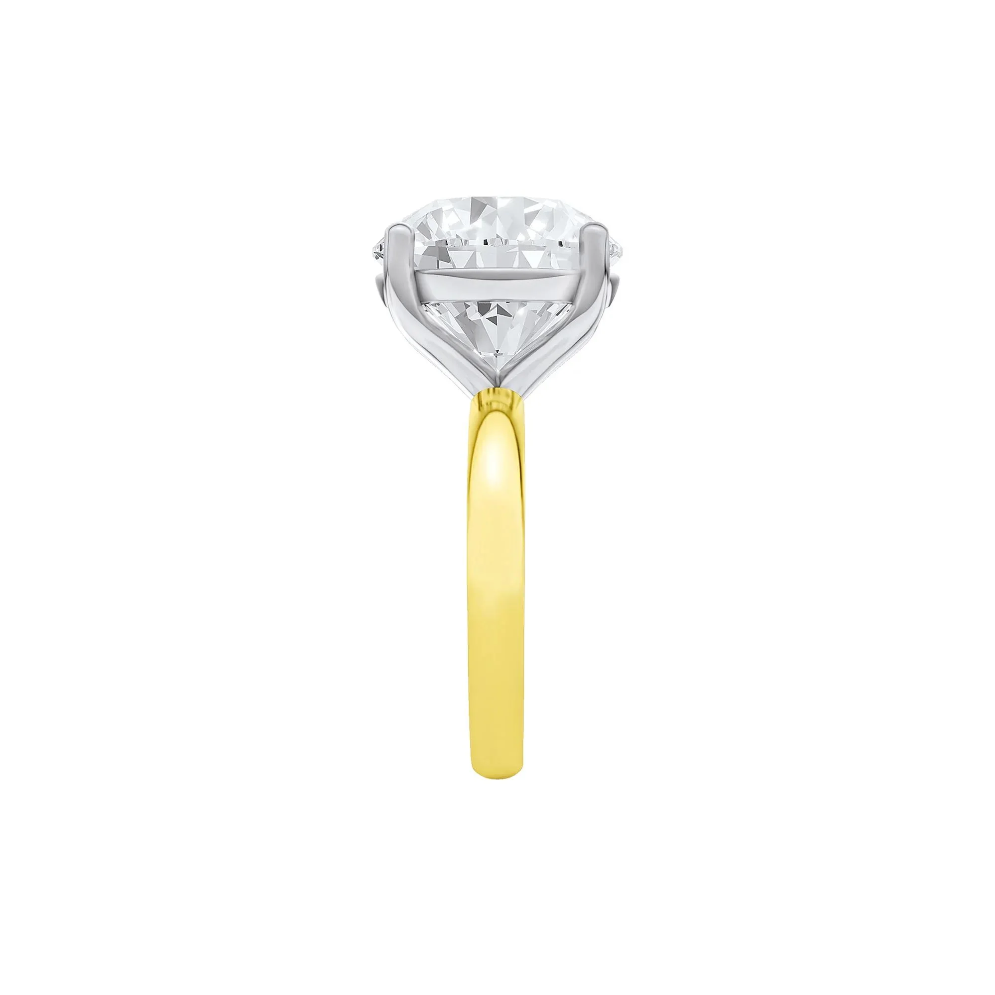 Lab Grown Diamond Round Solitaire Ring 14K Yellow & White Gold (9 CT.) Round Brilliant Cut Size 12 2mm - Image 4